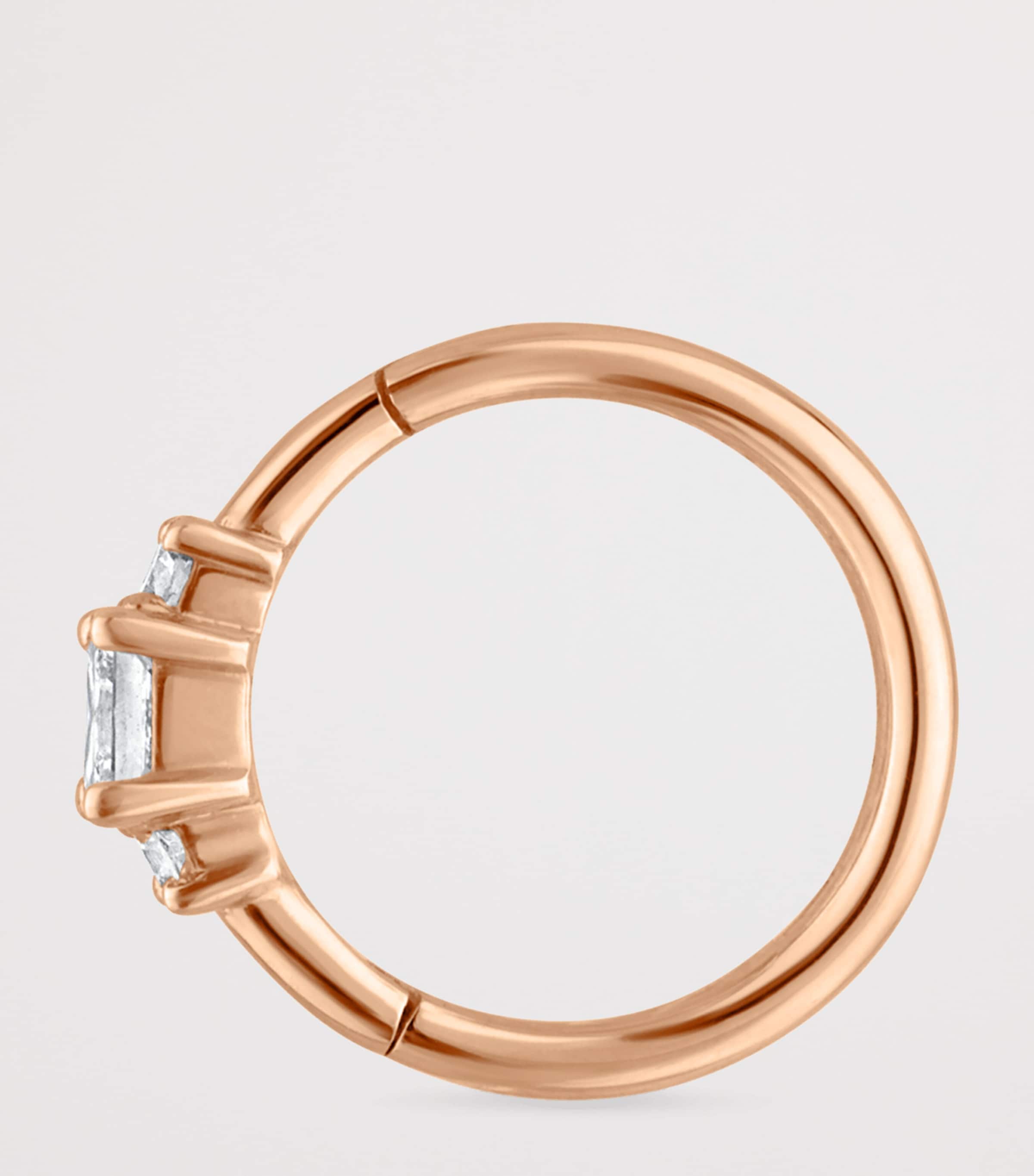 Diamond Princess Single Hoop Earring (8mm) ROSE GOLD Image 2