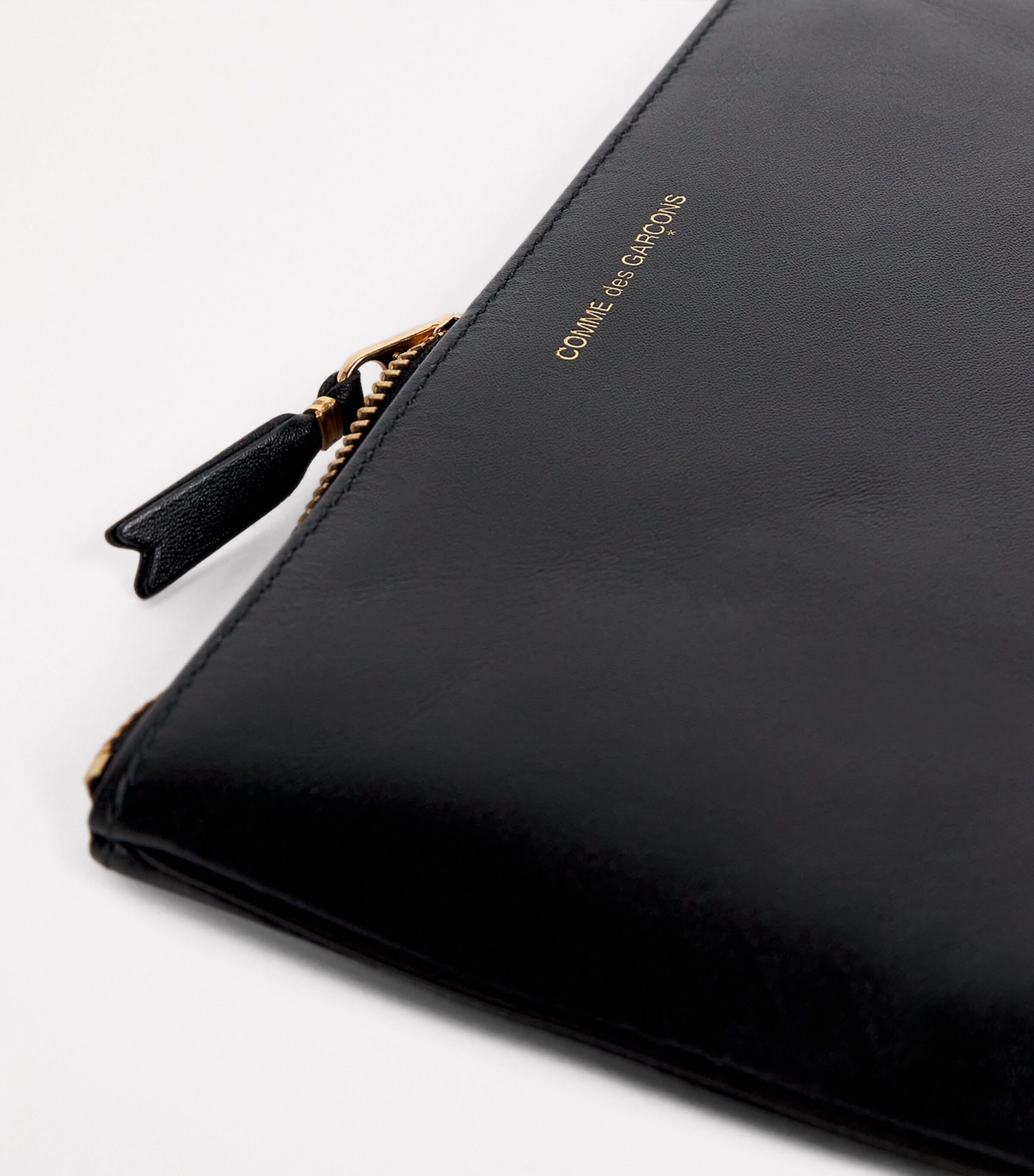 Large Leather Zipped Pouch BLACK Image 5