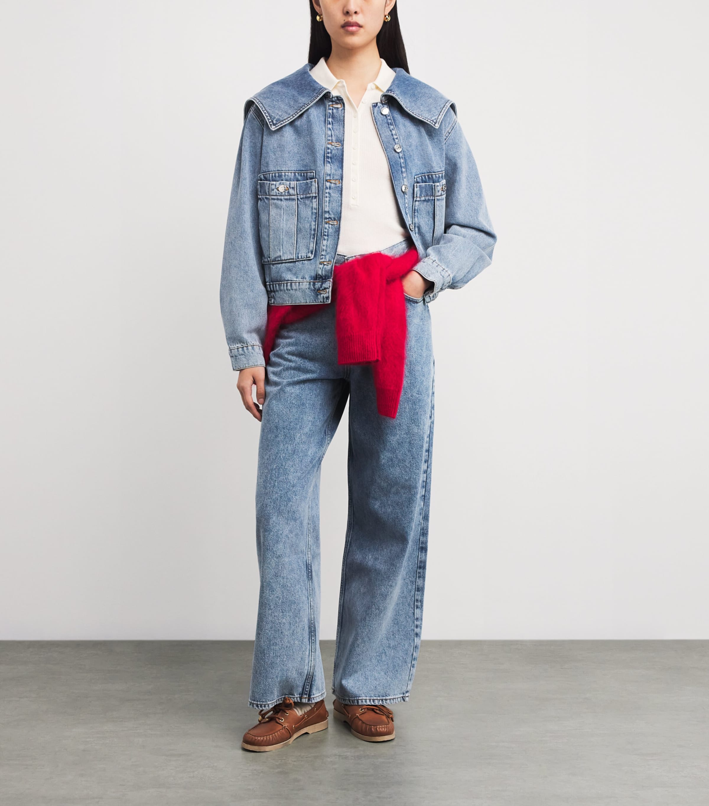 Oversized Collar Denim Jacket BLUE DENIM Image 2