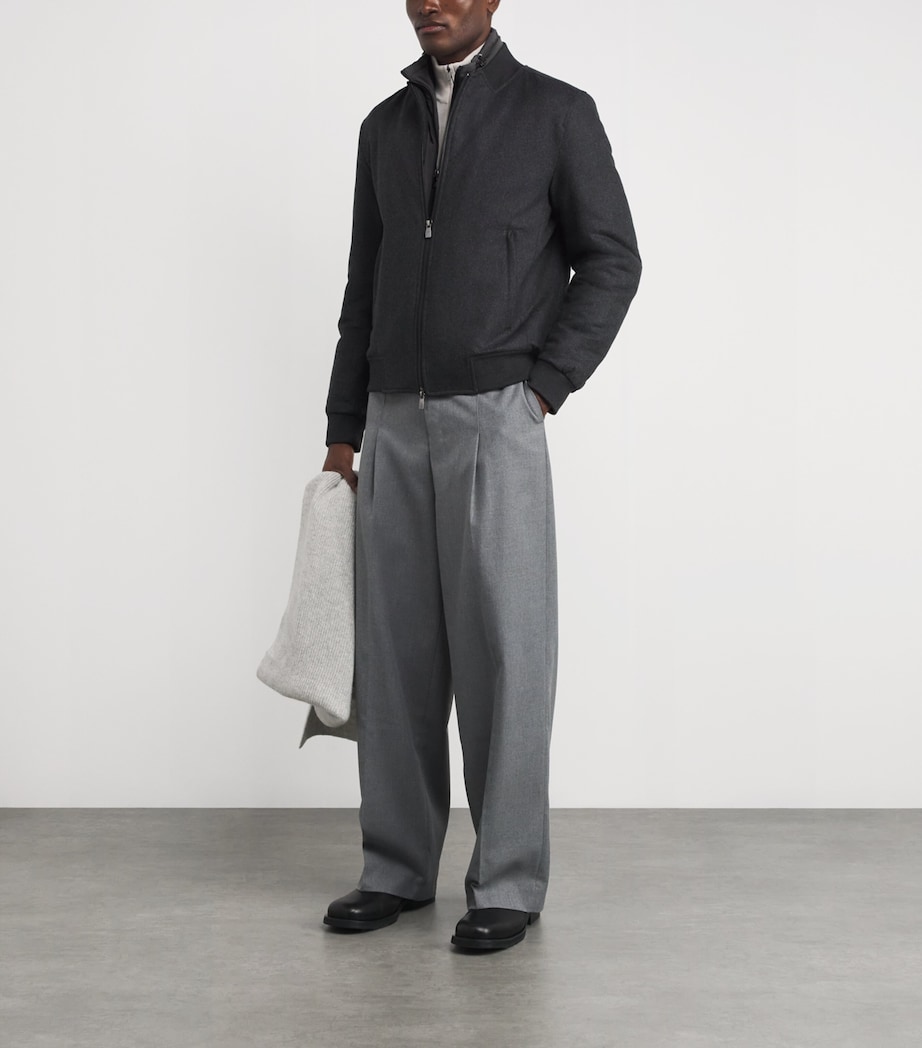 Cashmere-Blend Vest-Lined Bomber Jacket 015 GREY MELANGE Image 2