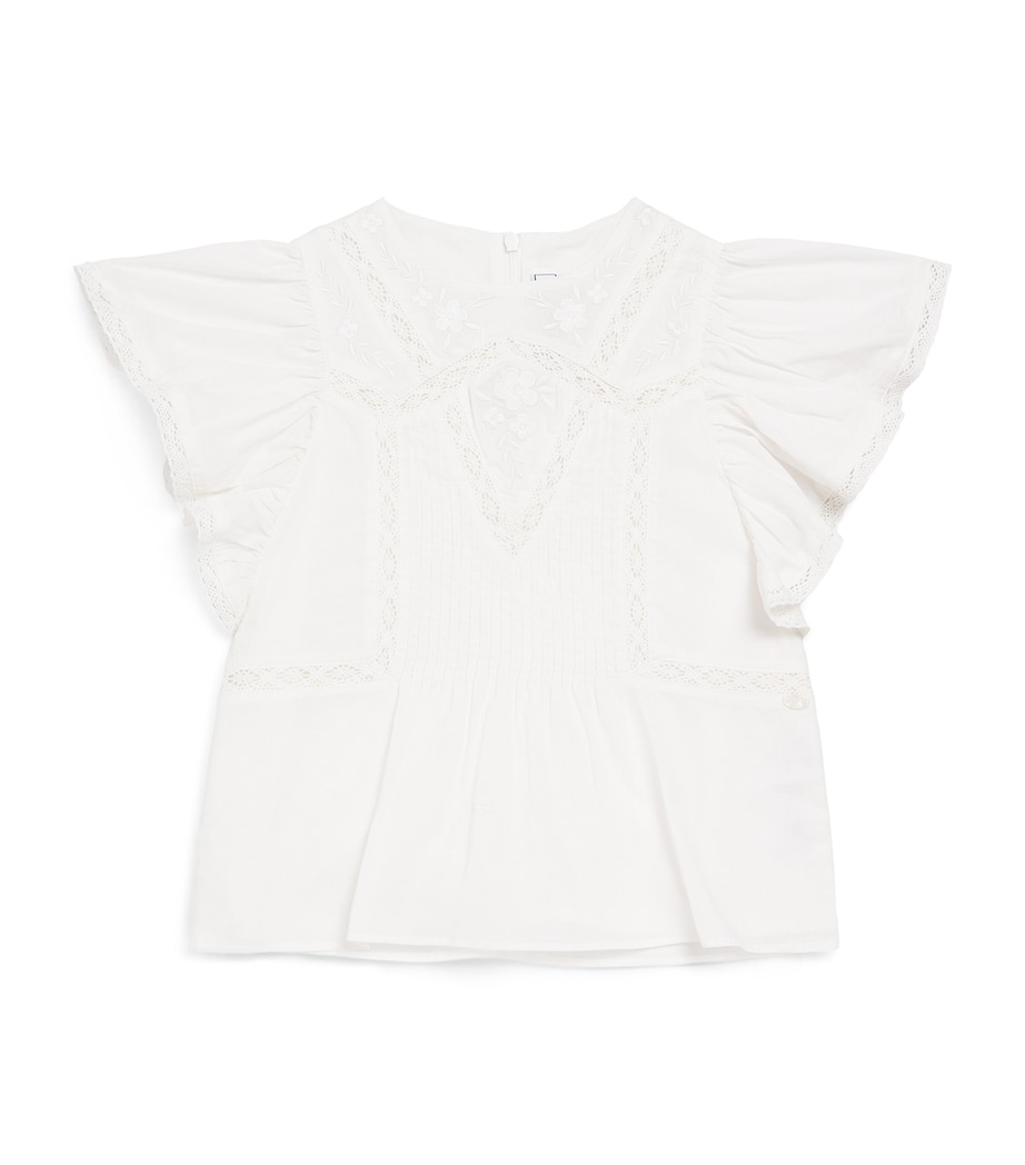Cotton Lace-Trim Blouse (2-12 Years) 1BLANC Image 1
