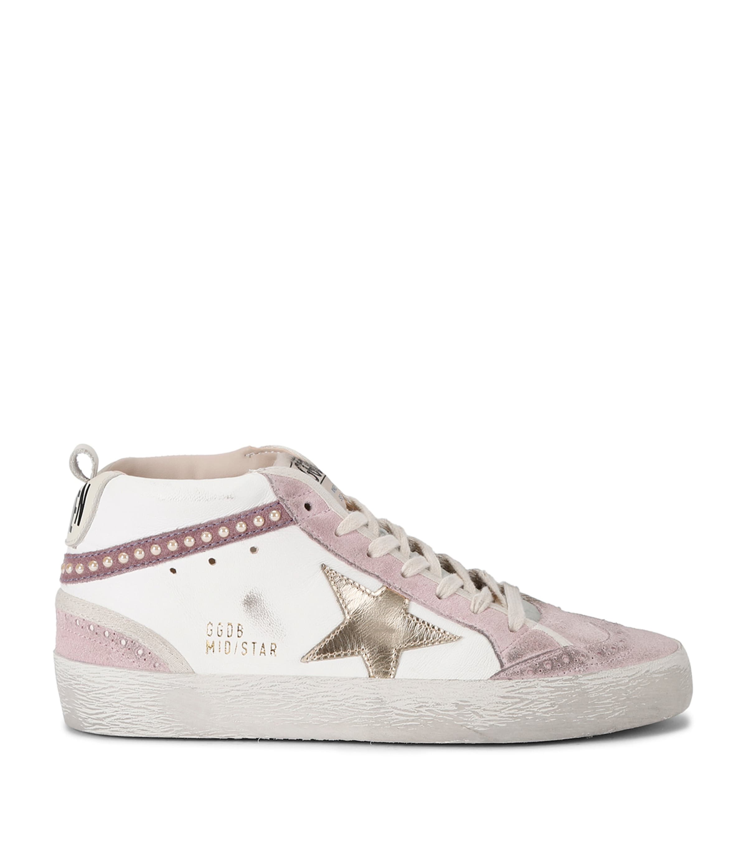 Shop Golden Goose Leather Mid Star Sneakers In Pink