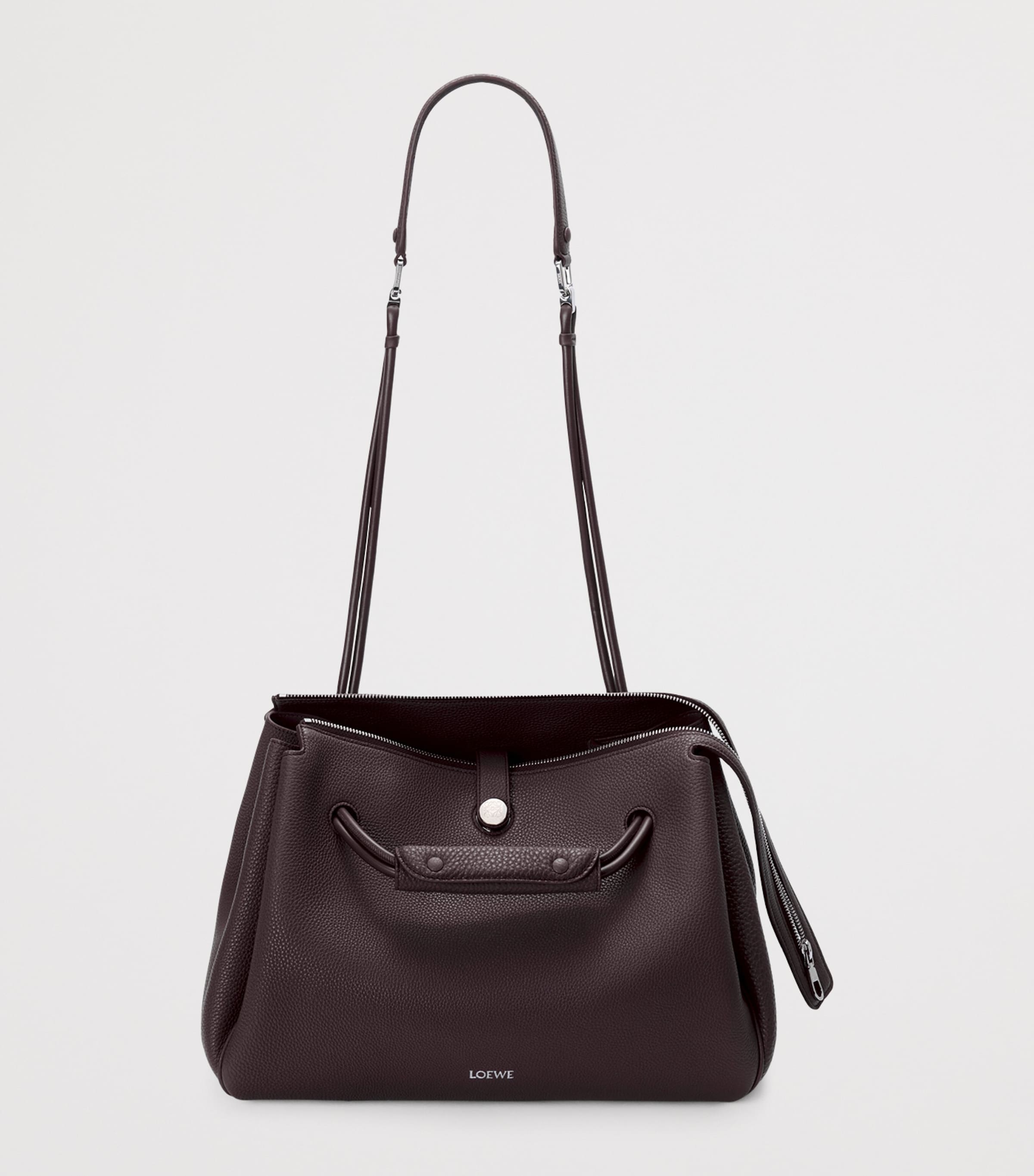 Large Leather Madrid Shoulder Bag DARK EBONY Image 6