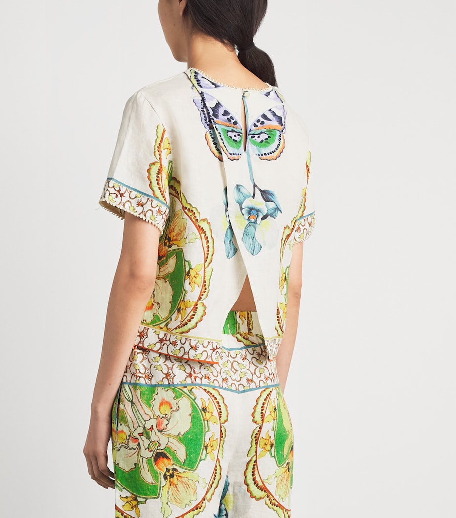 LUG VON SIGA Womens Linen Printed Dakota Top Offwhite Multicolor Image 5