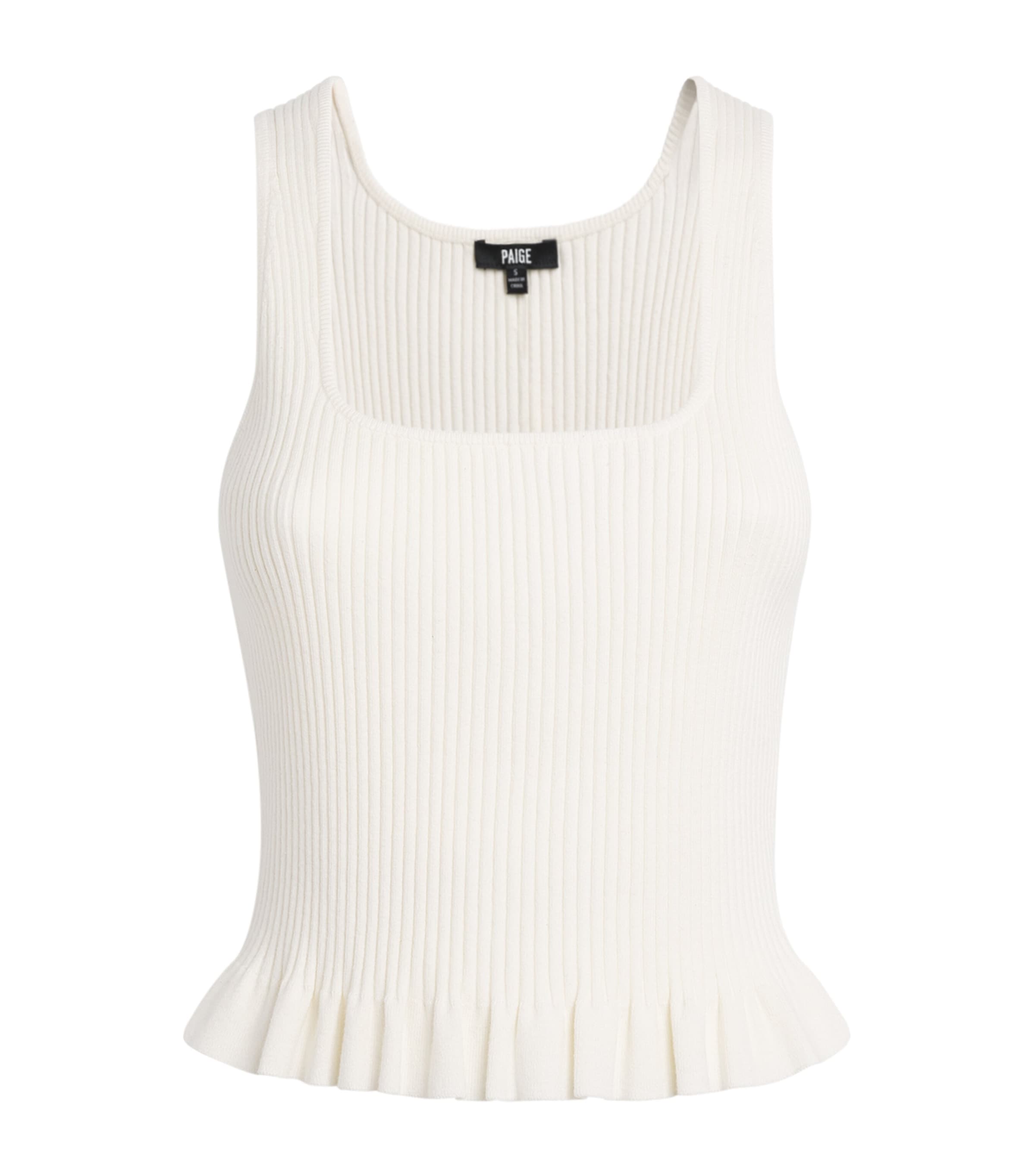 PAIGE Womens Cotton-Blend Bronwyn Tank Top Ivory Image 1