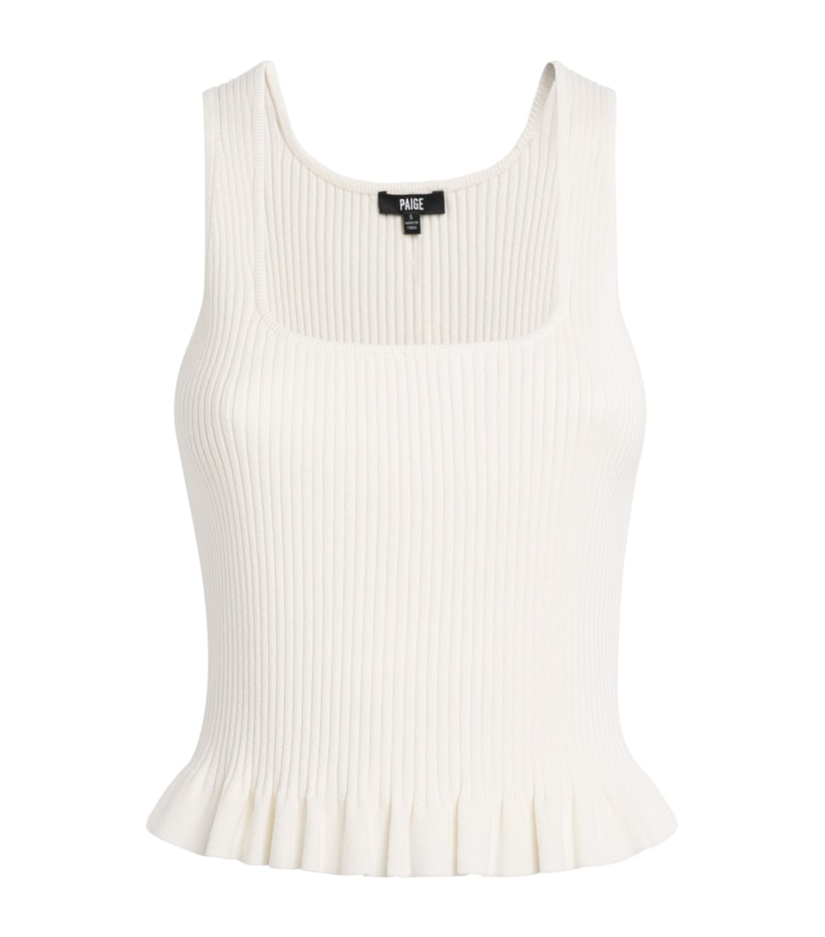 PAIGE Womens Cotton-Blend Bronwyn Tank Top Ivory Image 1