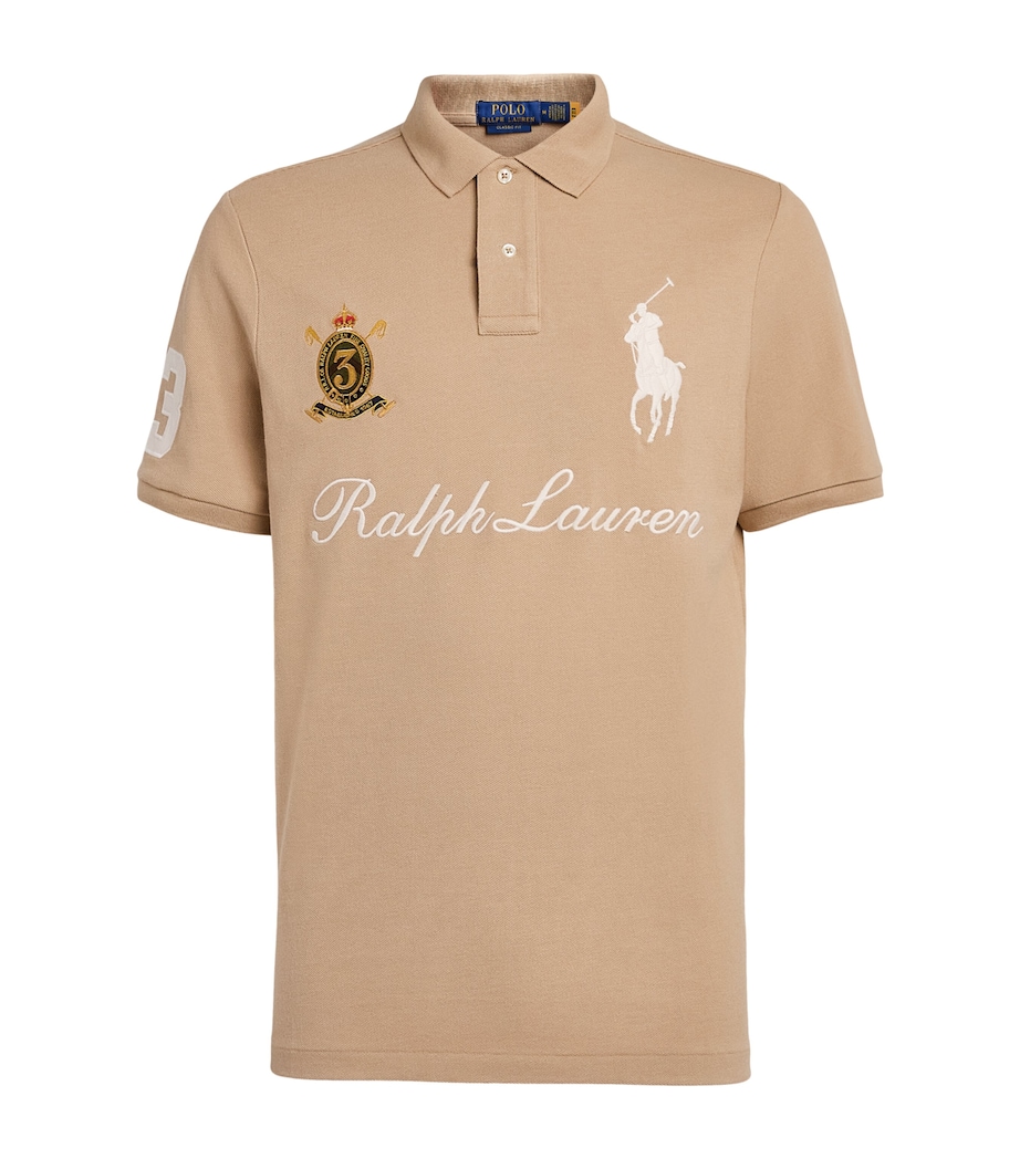 Polo Ralph Lauren Mens Mesh Signature Logo Polo Shirt Vintage Khaki Image 1