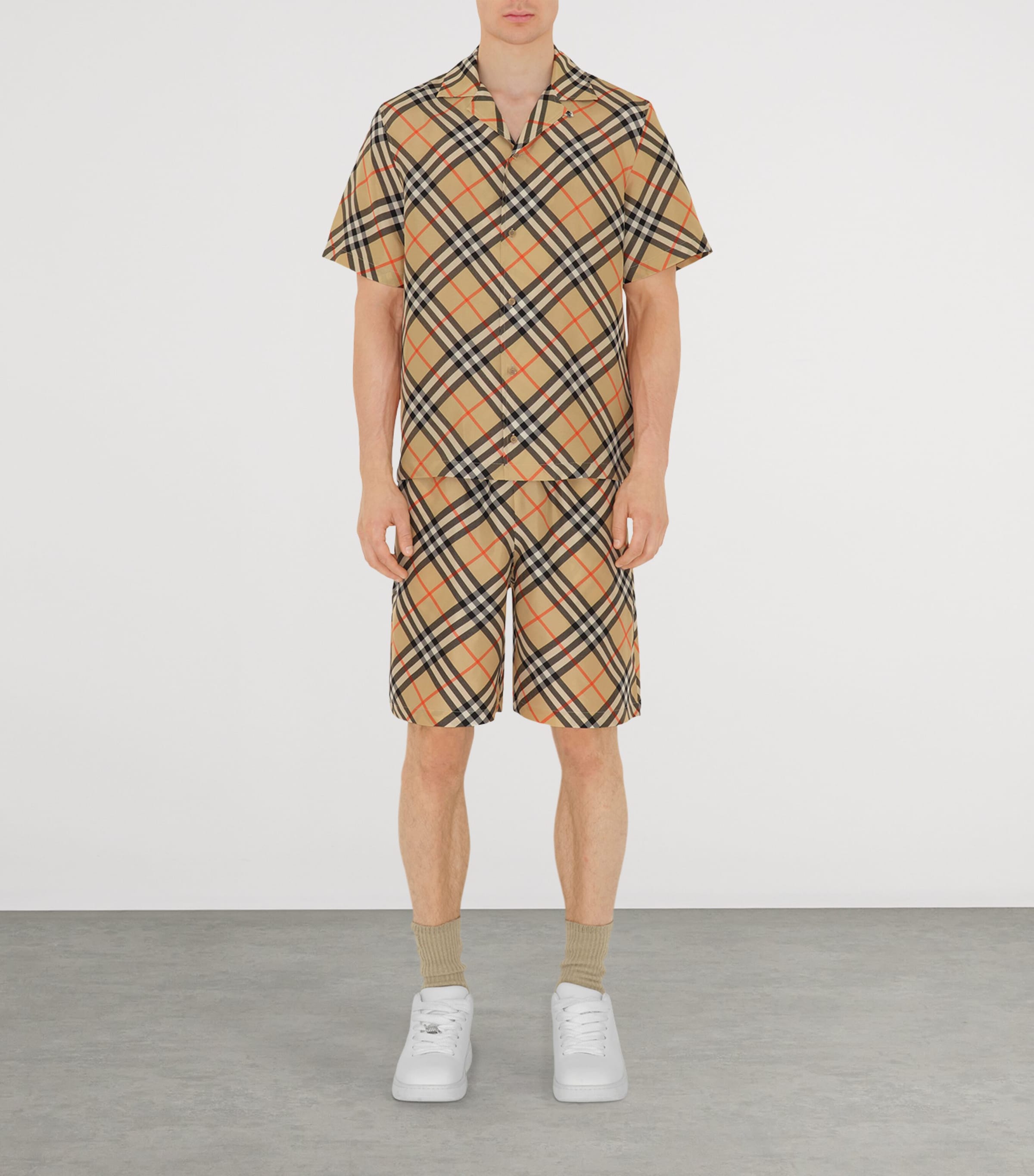 Oversized Silk Check Shirt SAND IP CHECK Image 2
