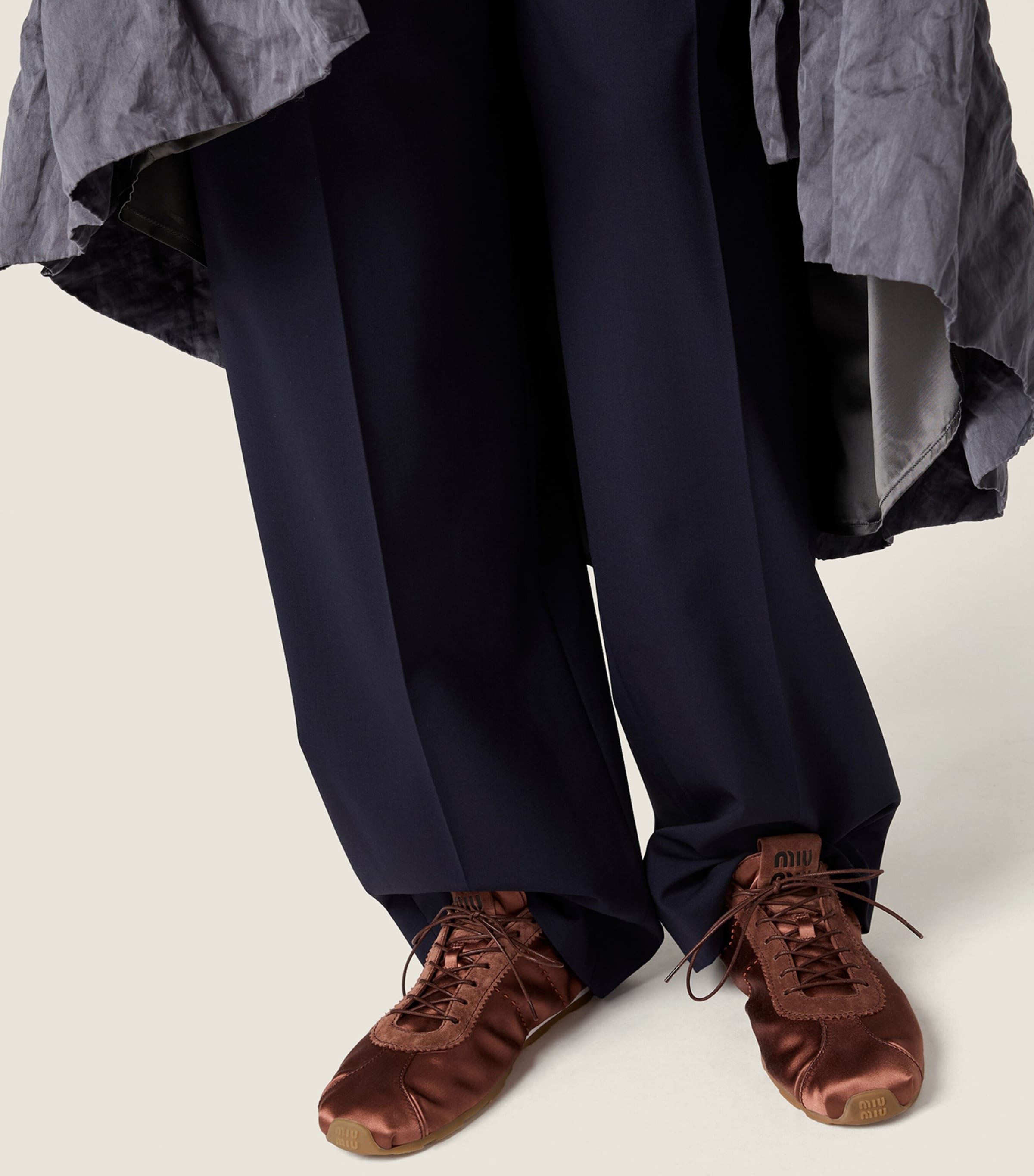 Miu Miu Womens Wool-Blend Tailored Trousers Blue Image 4