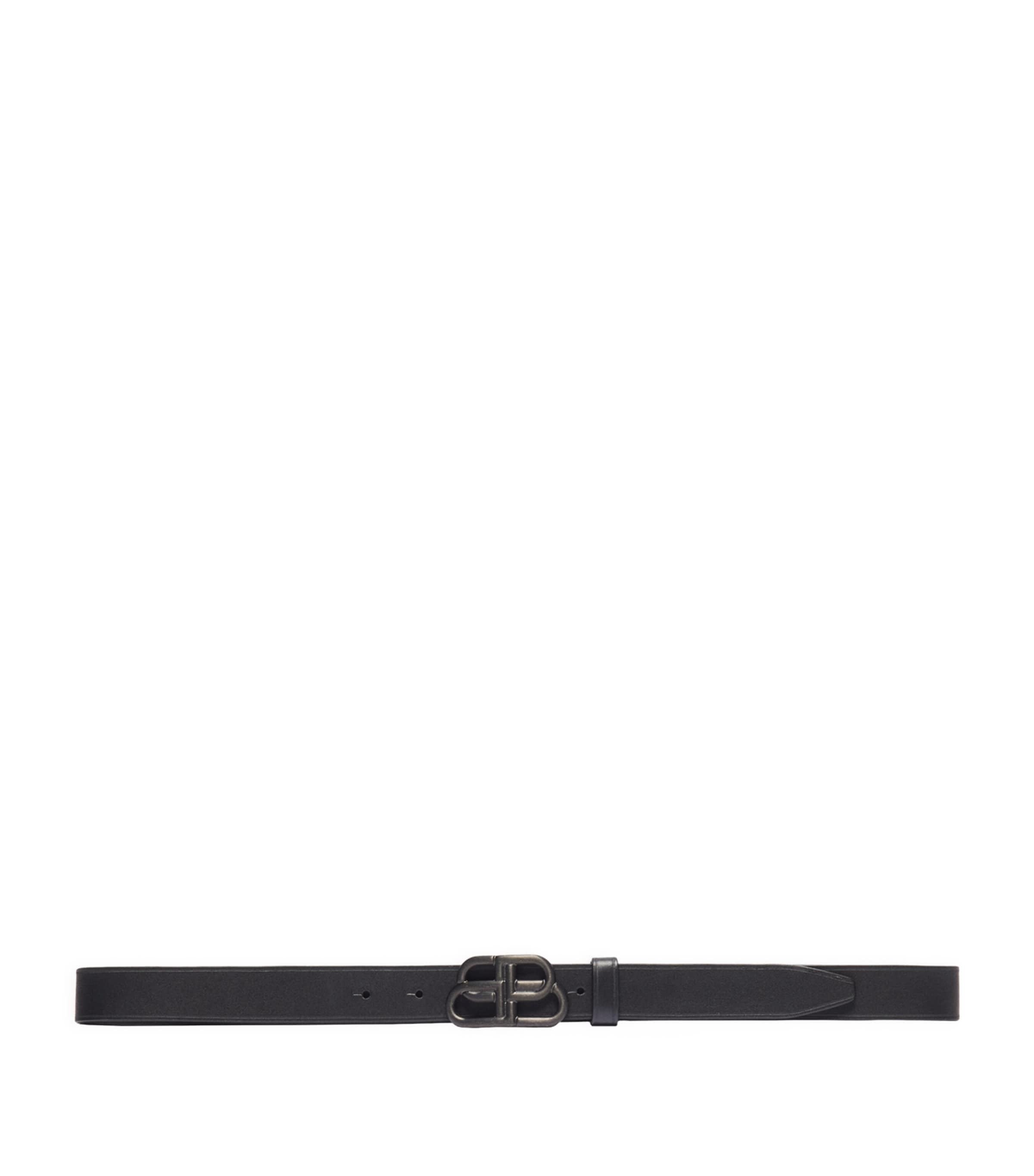 Balenciaga Black Bb Thin Belt In Black