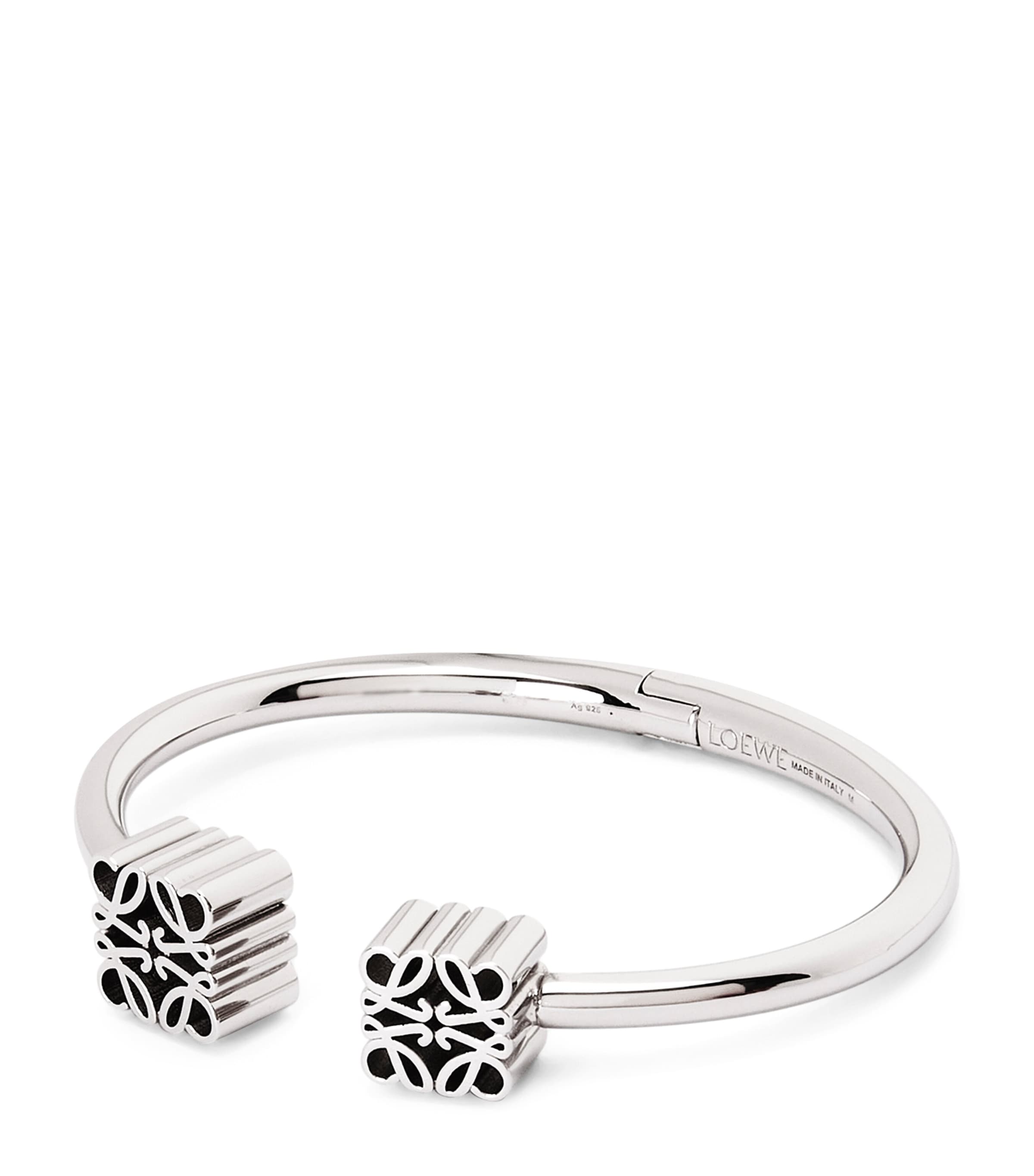 Loewe Sterling Silver Anagram Cuff Bangle In Silver