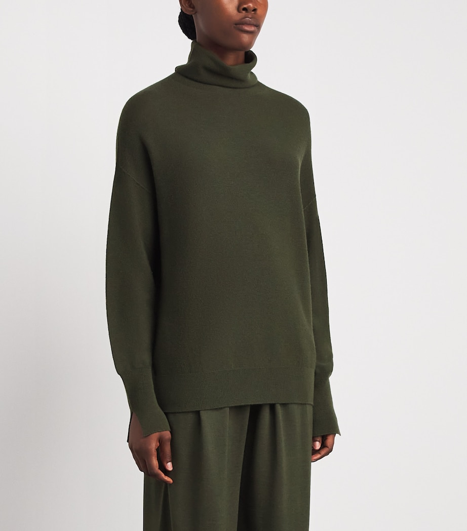 Molli Womens Virgin Wool Rollneck Sweater Khaki Image 4
