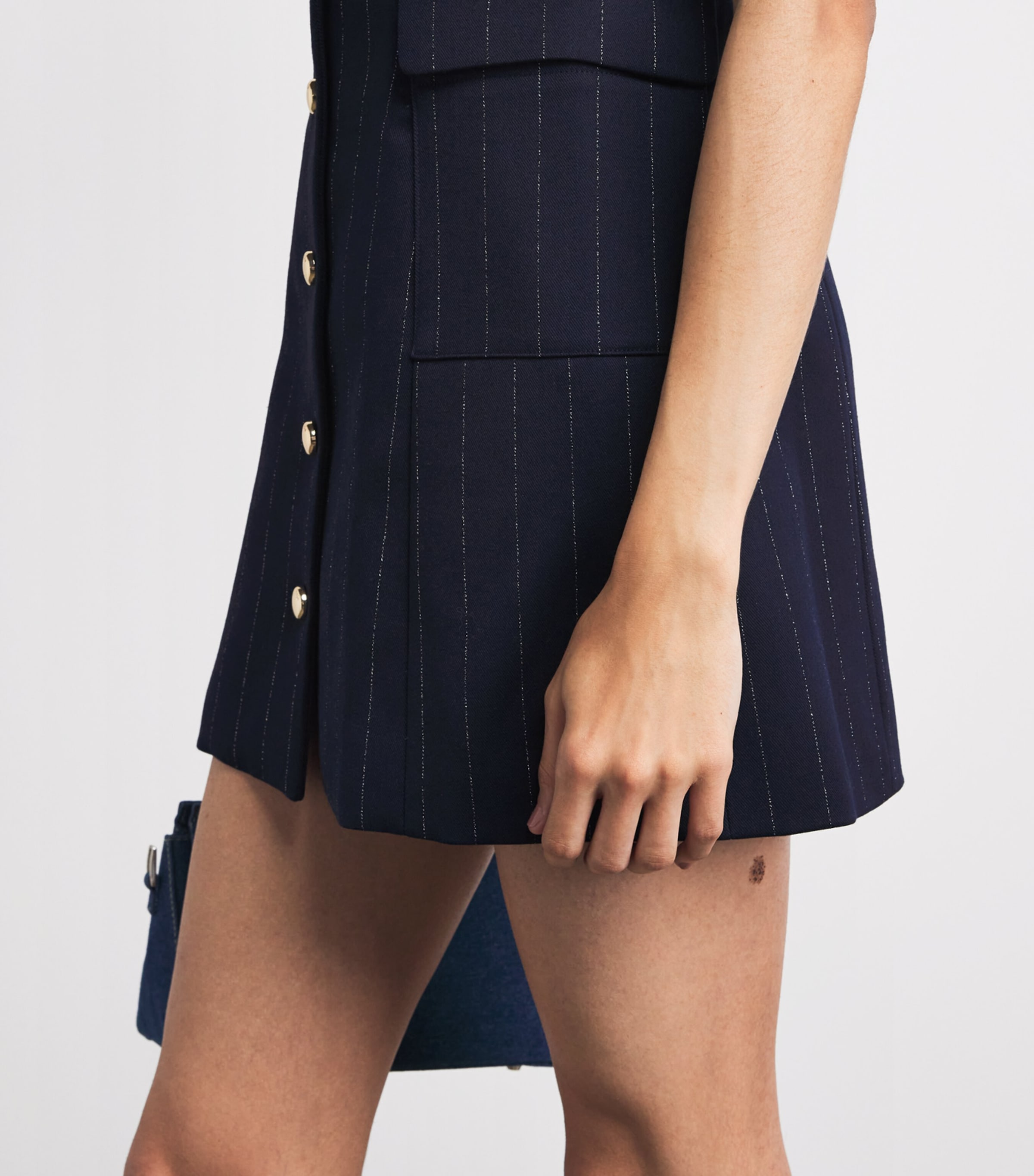 Maje Womens Striped Waistcoat Mini Dress Navy Image 5