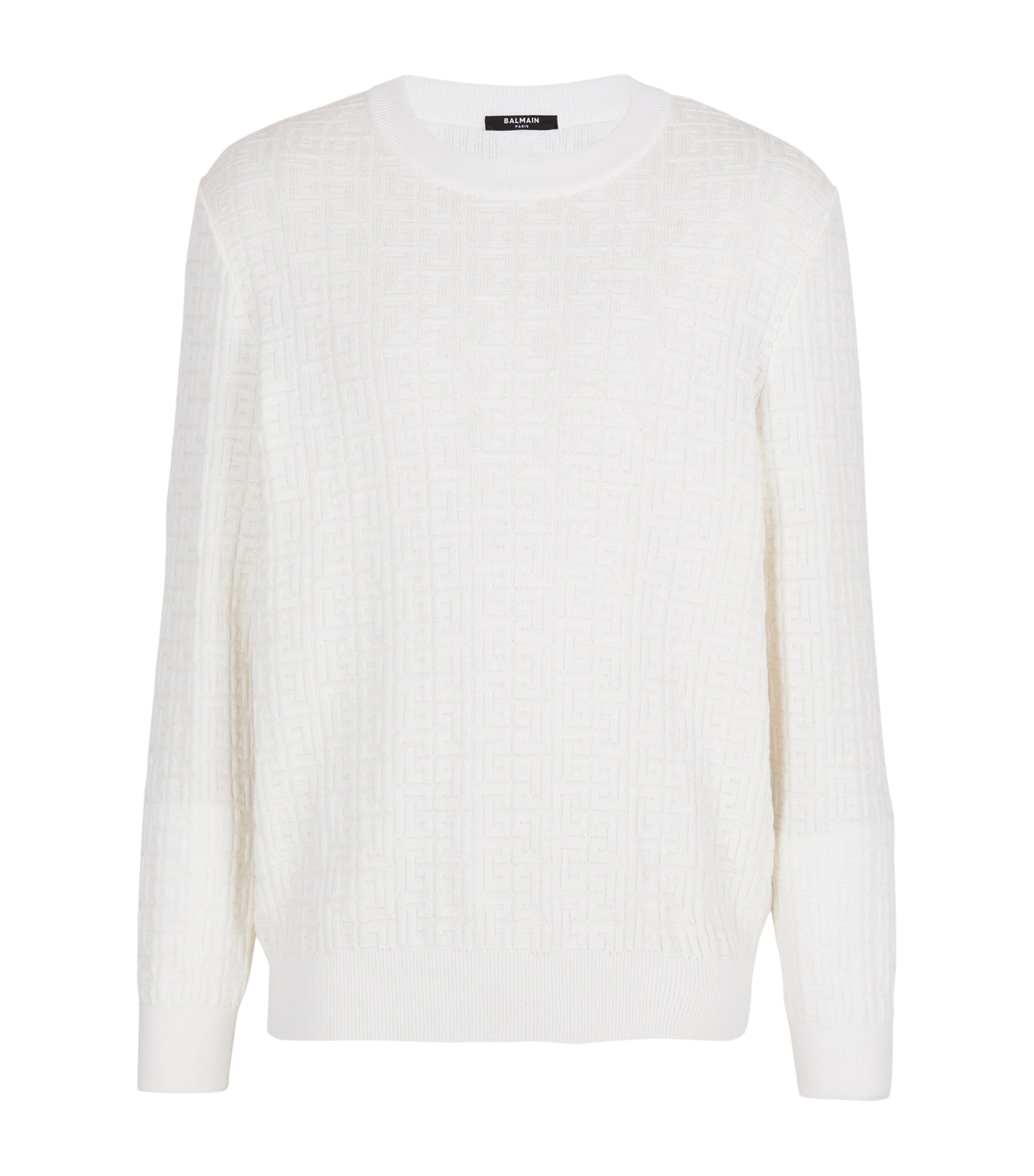 Wool-Linen-Blend Monogram Sweater 0KA NATUREL Image 1