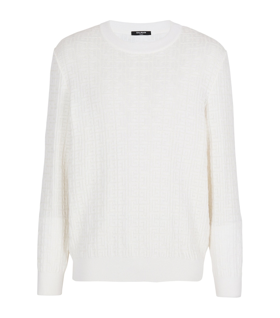 Wool-Linen-Blend Monogram Sweater 0KA NATUREL Image 1