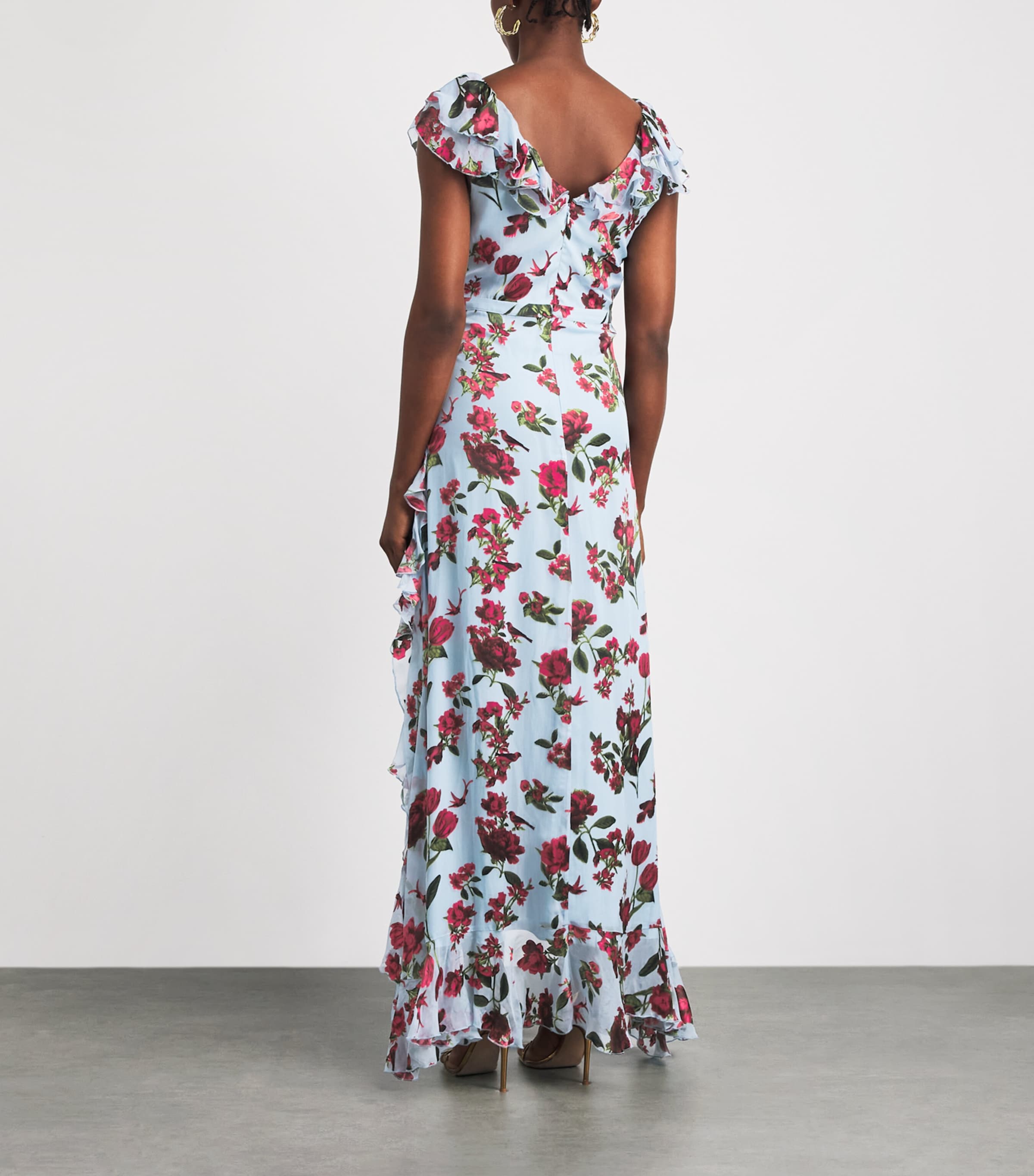 Alice+Olivia Womens Floral Kristen Maxi Dress Amrcn Bty Crlna Blue Image 4