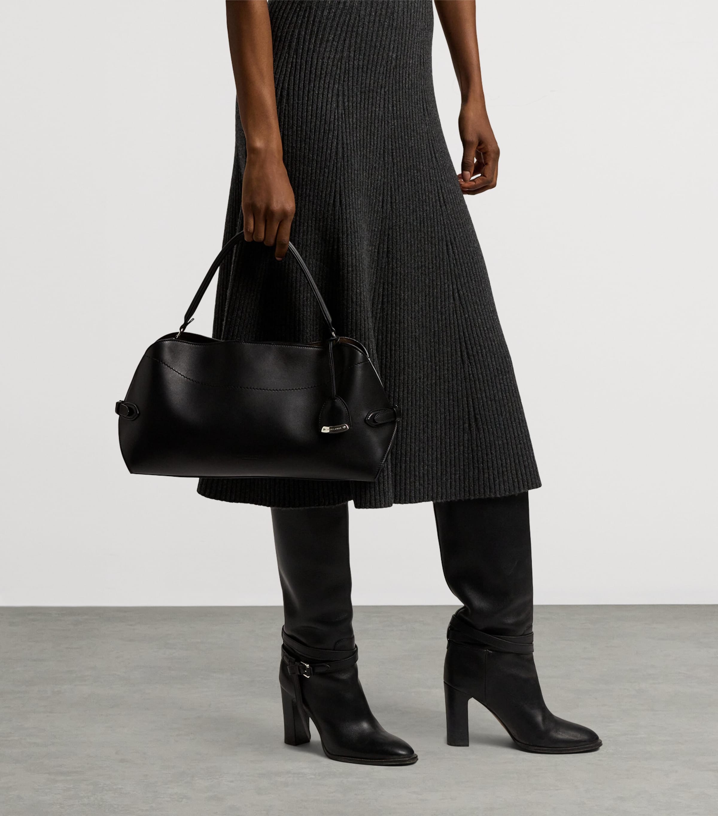 Leather Ralph Shoulder Bag BLACK Image 7