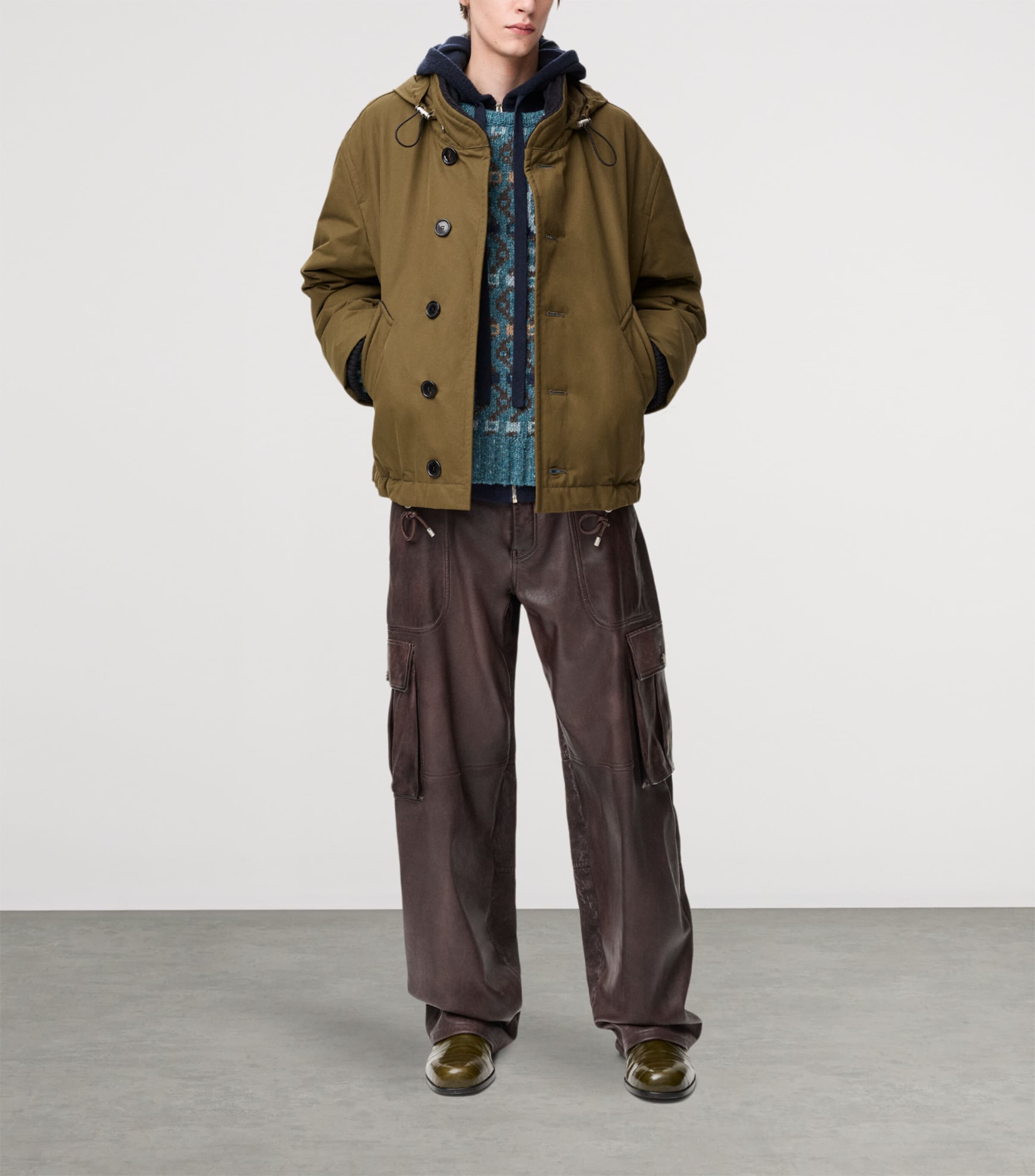 Wool-Cotton-Blend Padded Jacket KHAKI GREEN Image 2