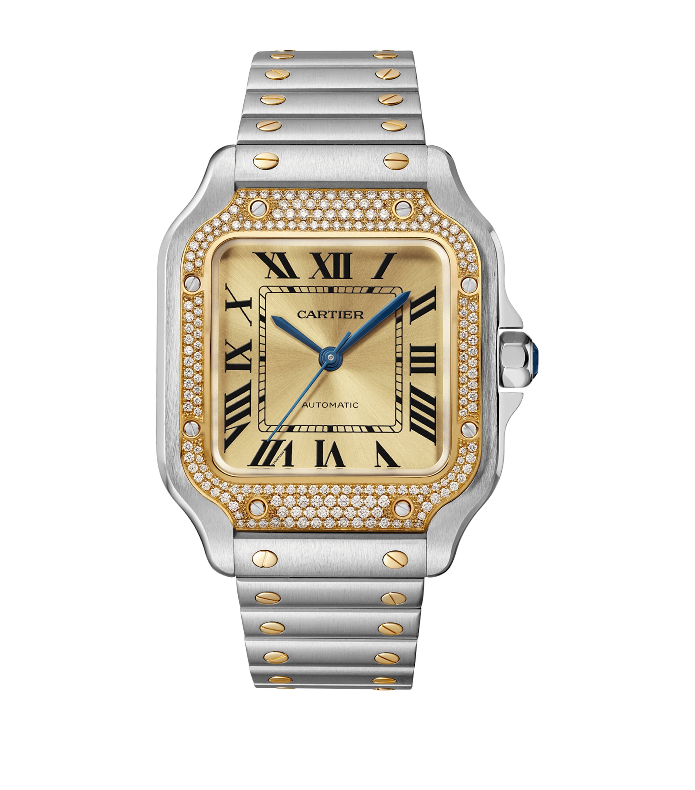 Cartier Stainless Steel and Diamond Santos de Cartier Watch 41.9mm Harrods UK