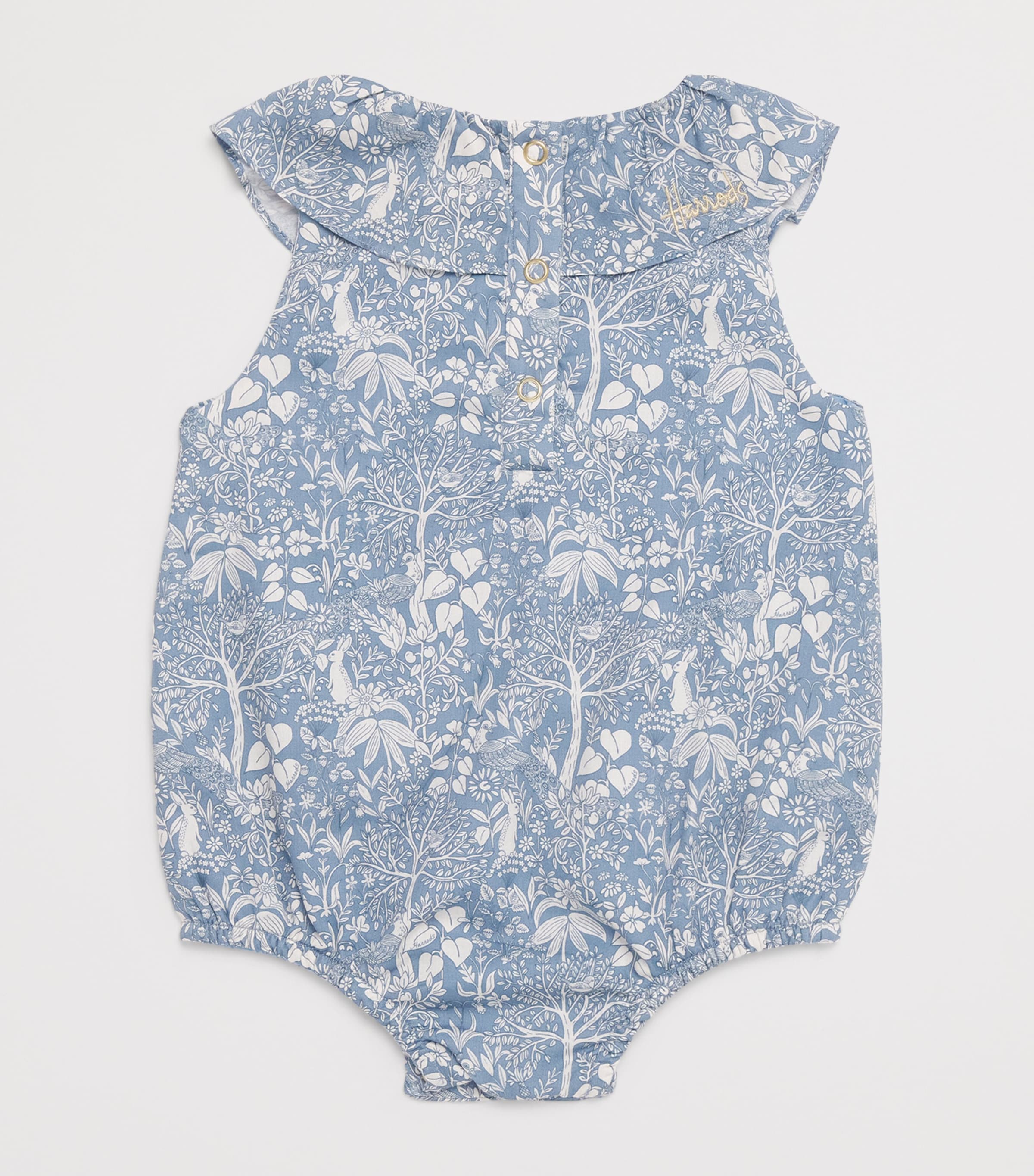 Harrods Cotton Woodland Bodysuit (0-18 Months) Blue Image 2