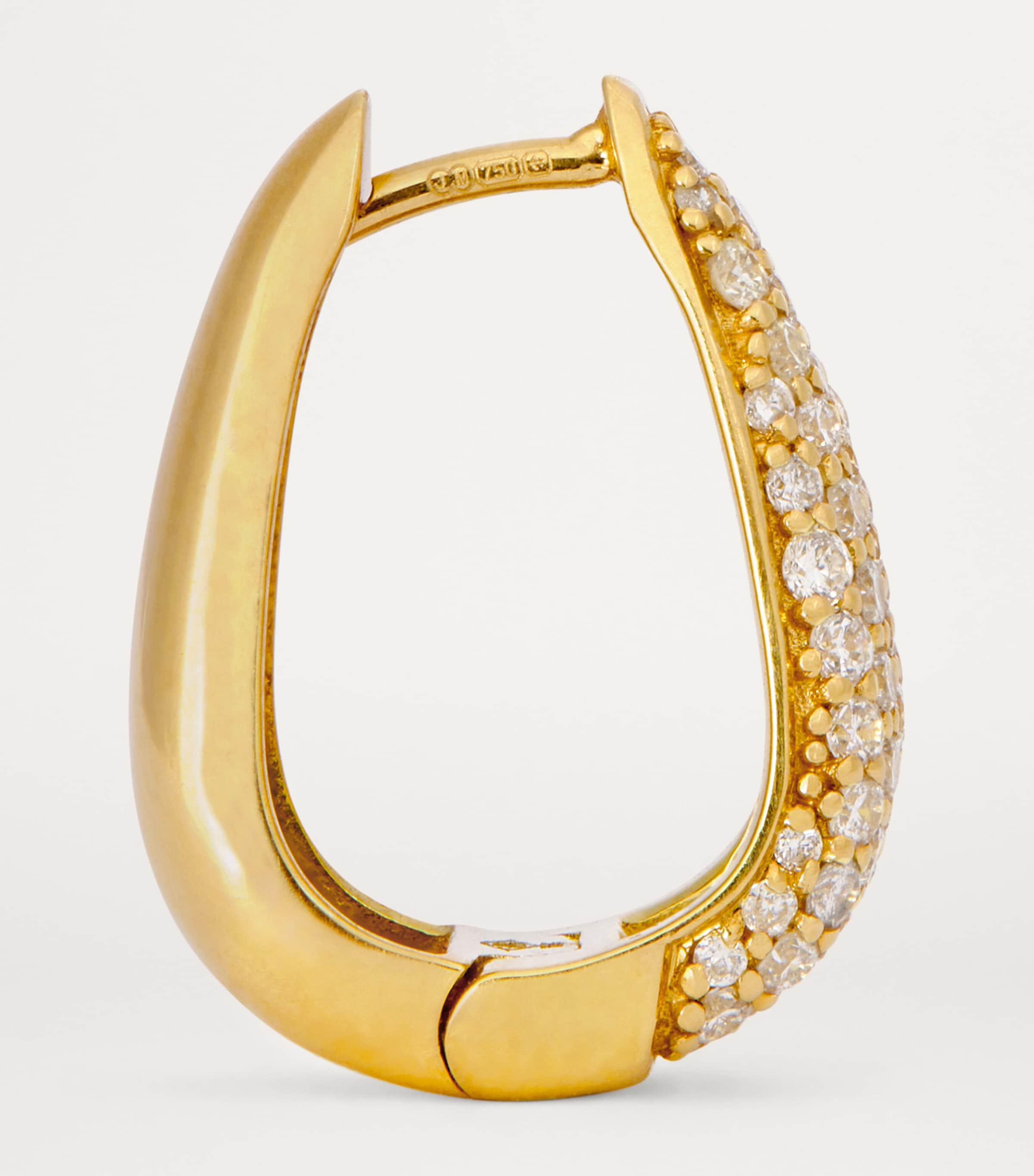 Mini Yellow Gold and Diamond Edith Elongated Teardrop Huggie Earrings YELLOW GOLD Image 4