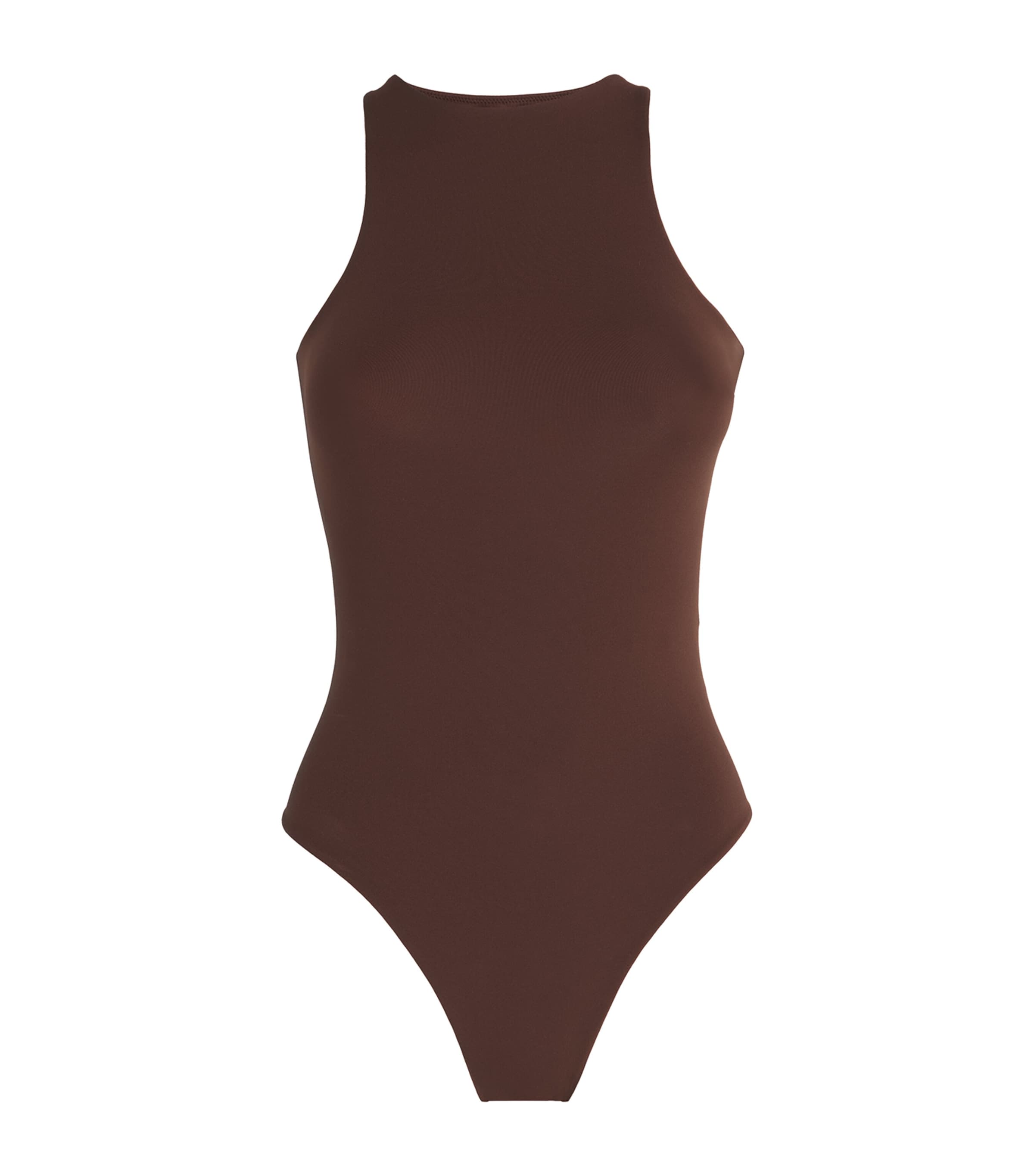 Shop Skims Fits Everybody High-neck Bodysuit In Brown