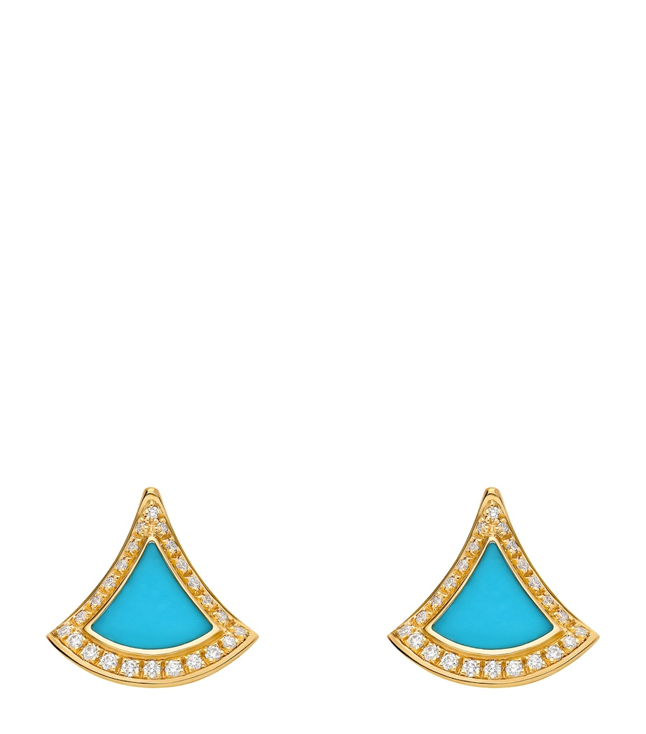 Bvlgari Yellow Gold, Diamond and Turquoise Divas’ Dream Earrings Yellow Gold Image 1
