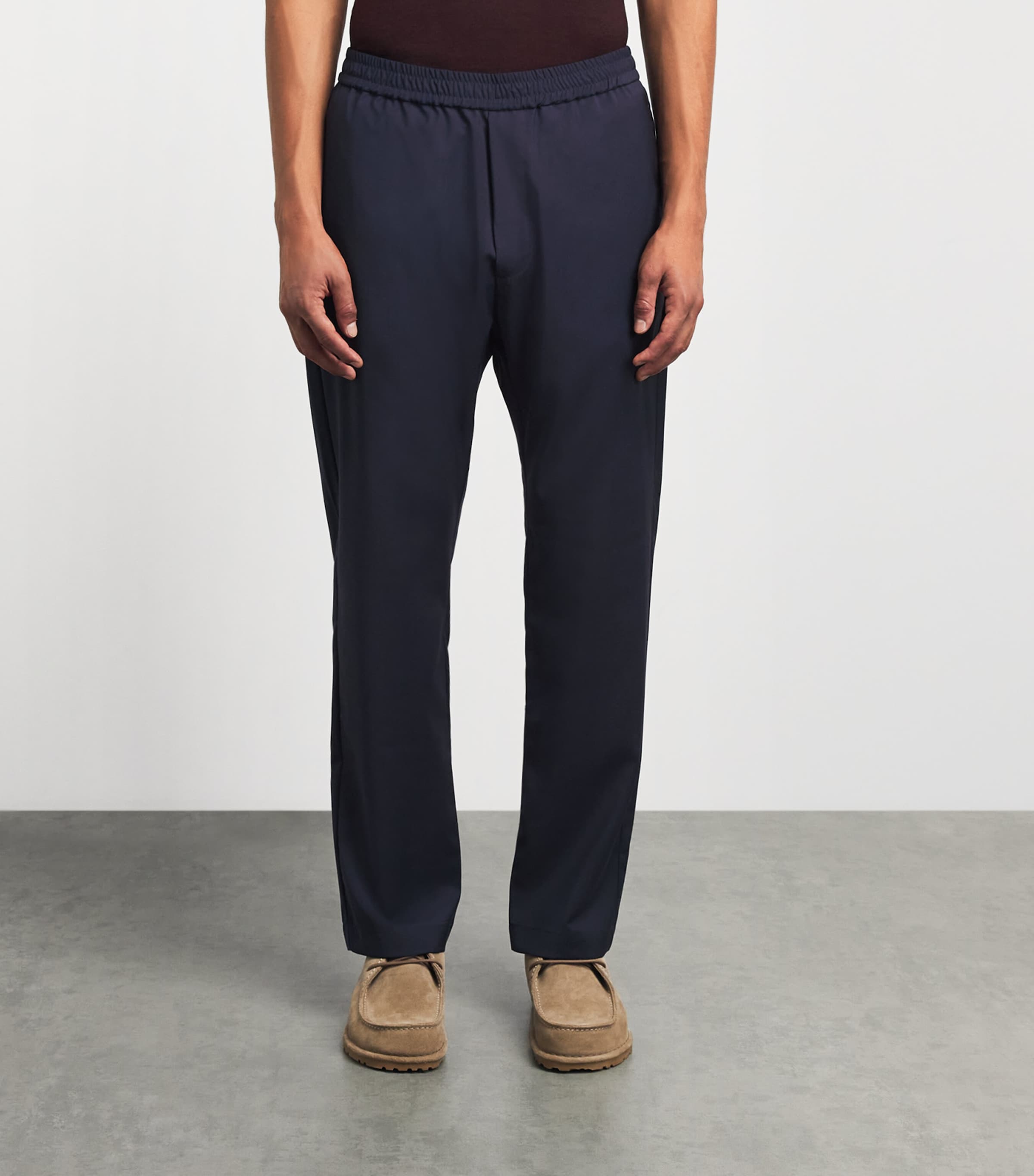 Barena Mens Virgin Wool Elasticated Trousers Navy Image 4
