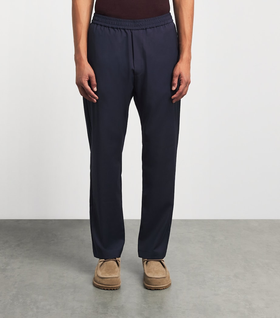 Barena Mens Virgin Wool Elasticated Trousers Navy Image 4