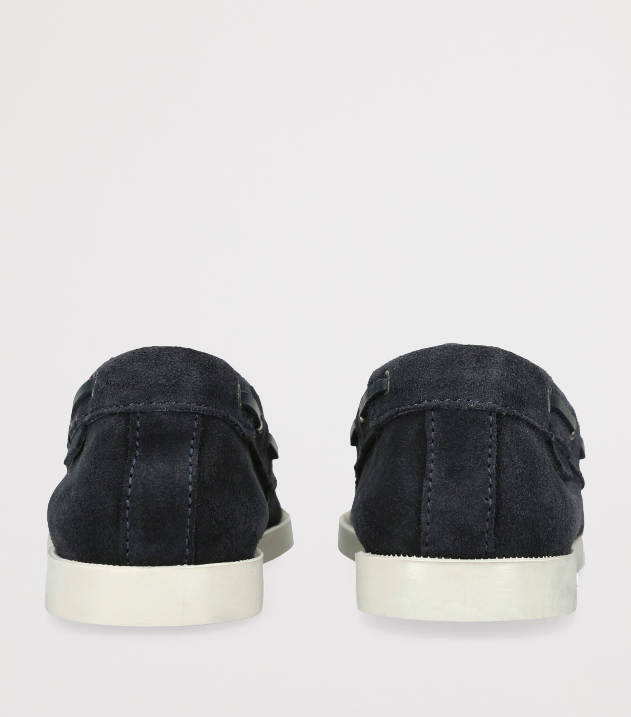 Manebi Suede Boat Shoes Navy Image 2