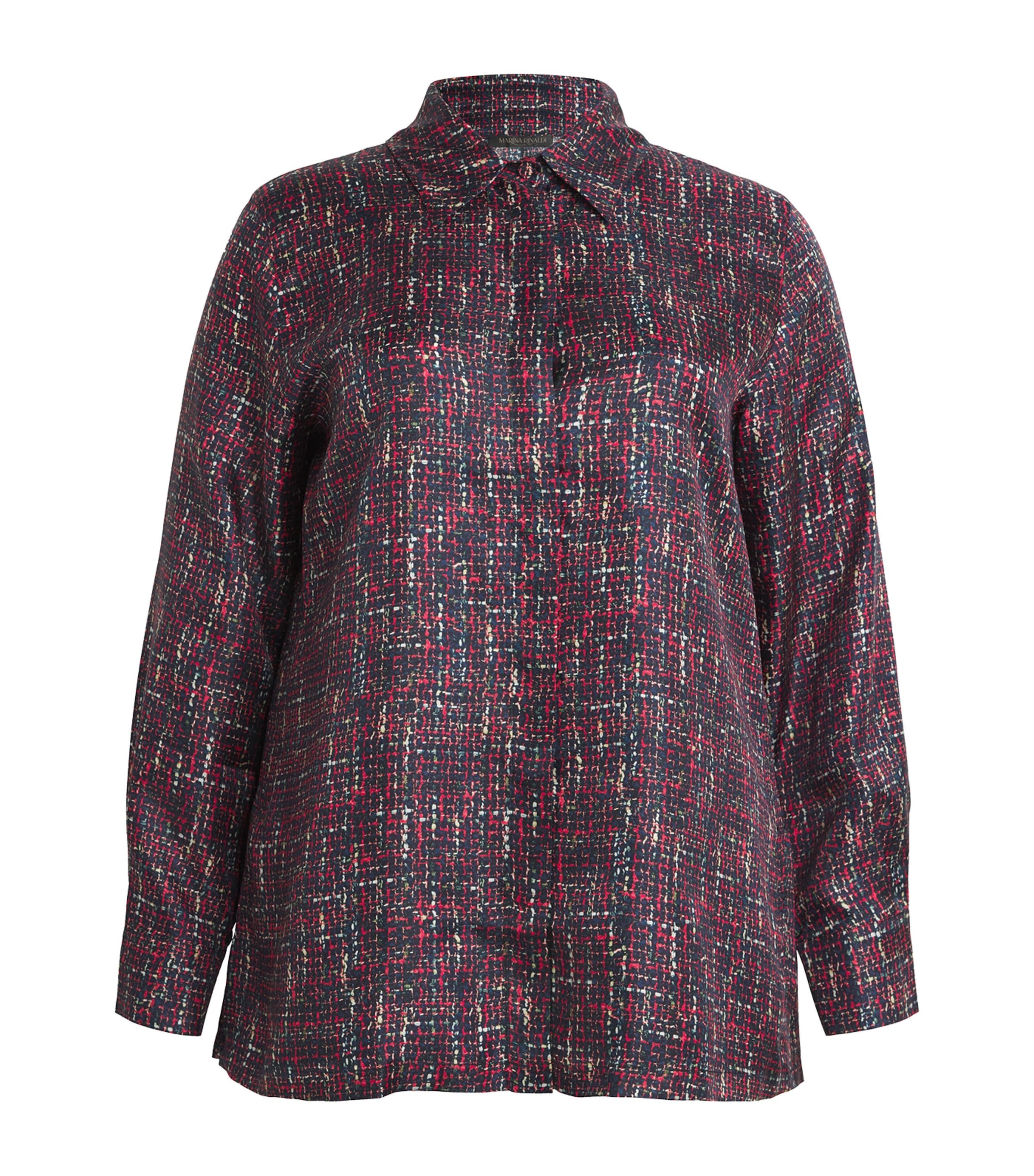 Shop Marina Rinaldi Silk Bouclé Print Shirt In Blue