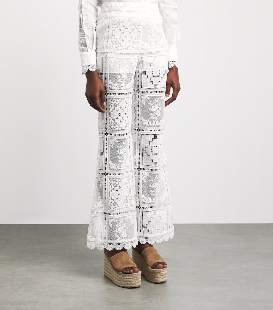 Zimmermann Womens Embroidered Aster Flared Trousers Ivo Ivory Image 4