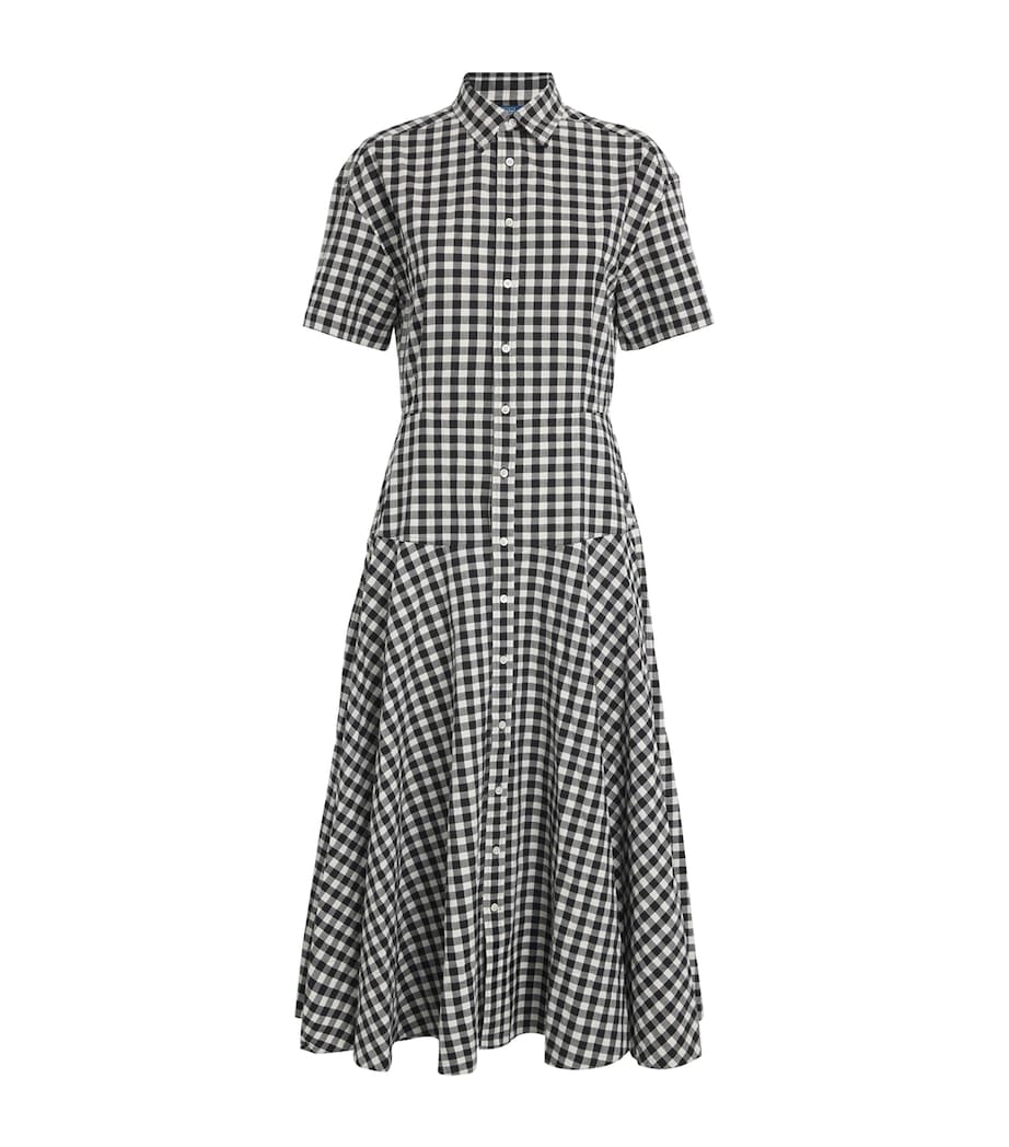 Cotton Check Midi Shirt Dress 1945 BLACK WHITE Image 1