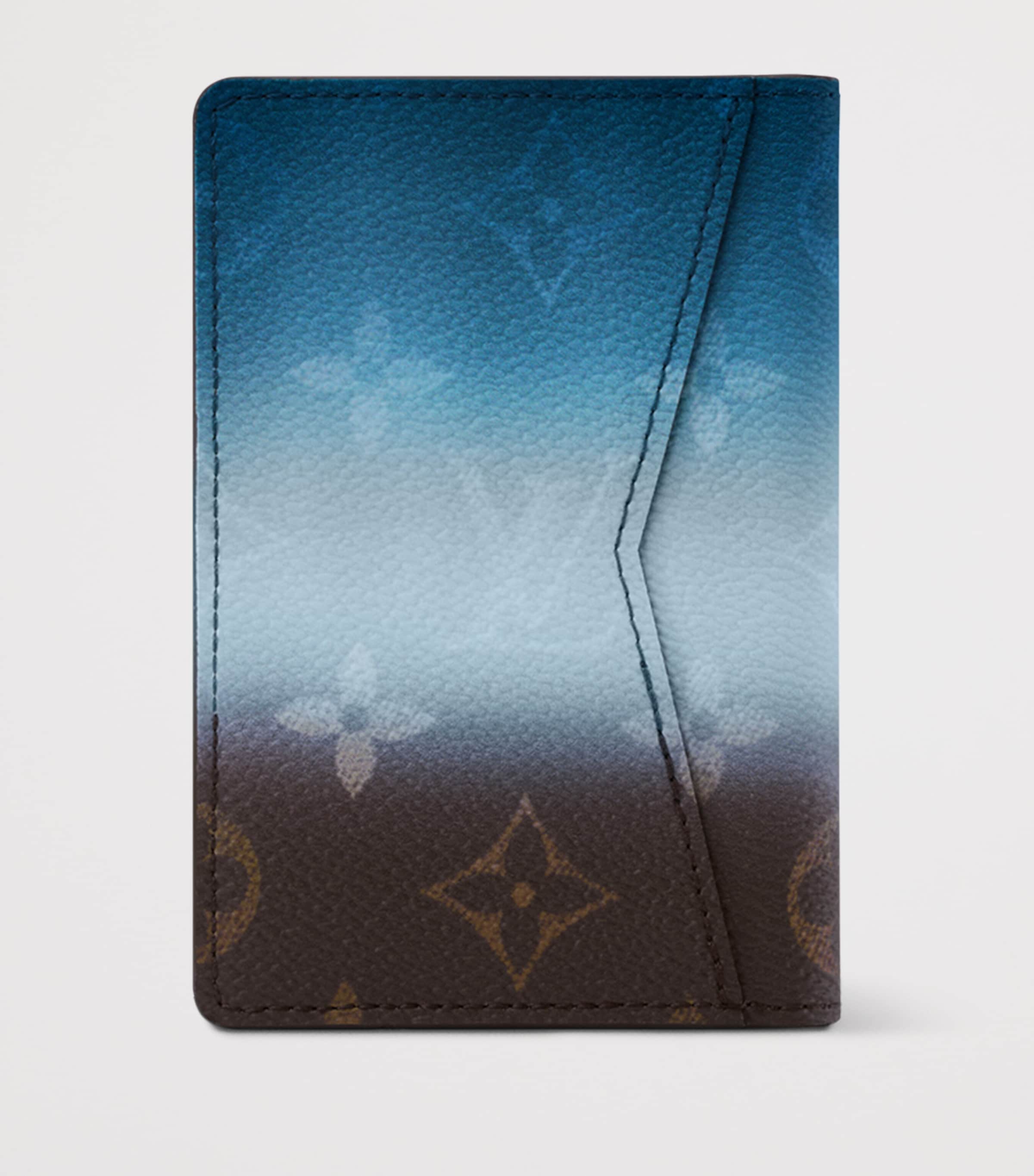 LOUIS VUITTON Leather Gradient Card Holder Blue Monogram Image 4