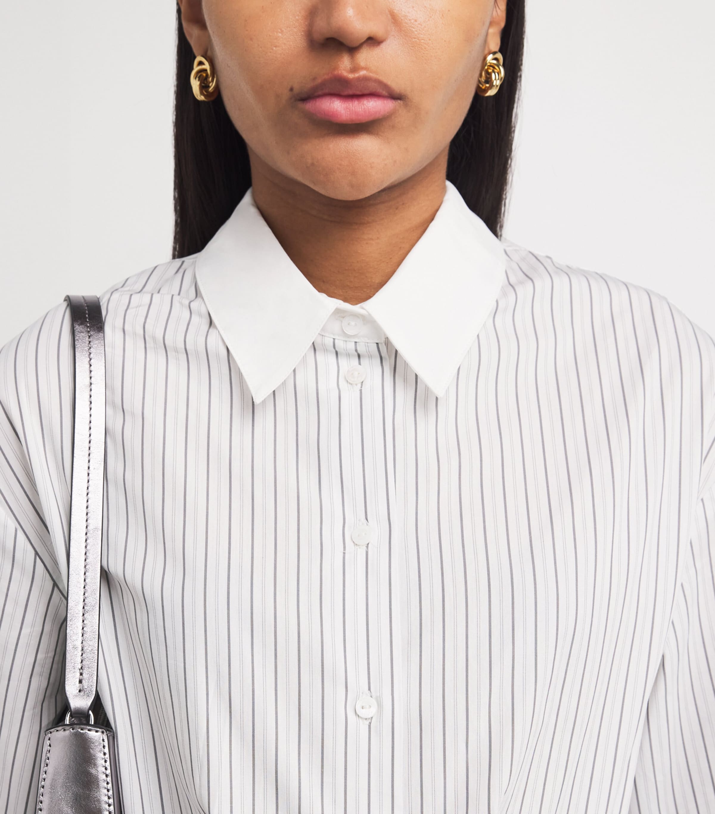 Cotton Cinched Stripe Shirt DUAL-COLOR Image 6