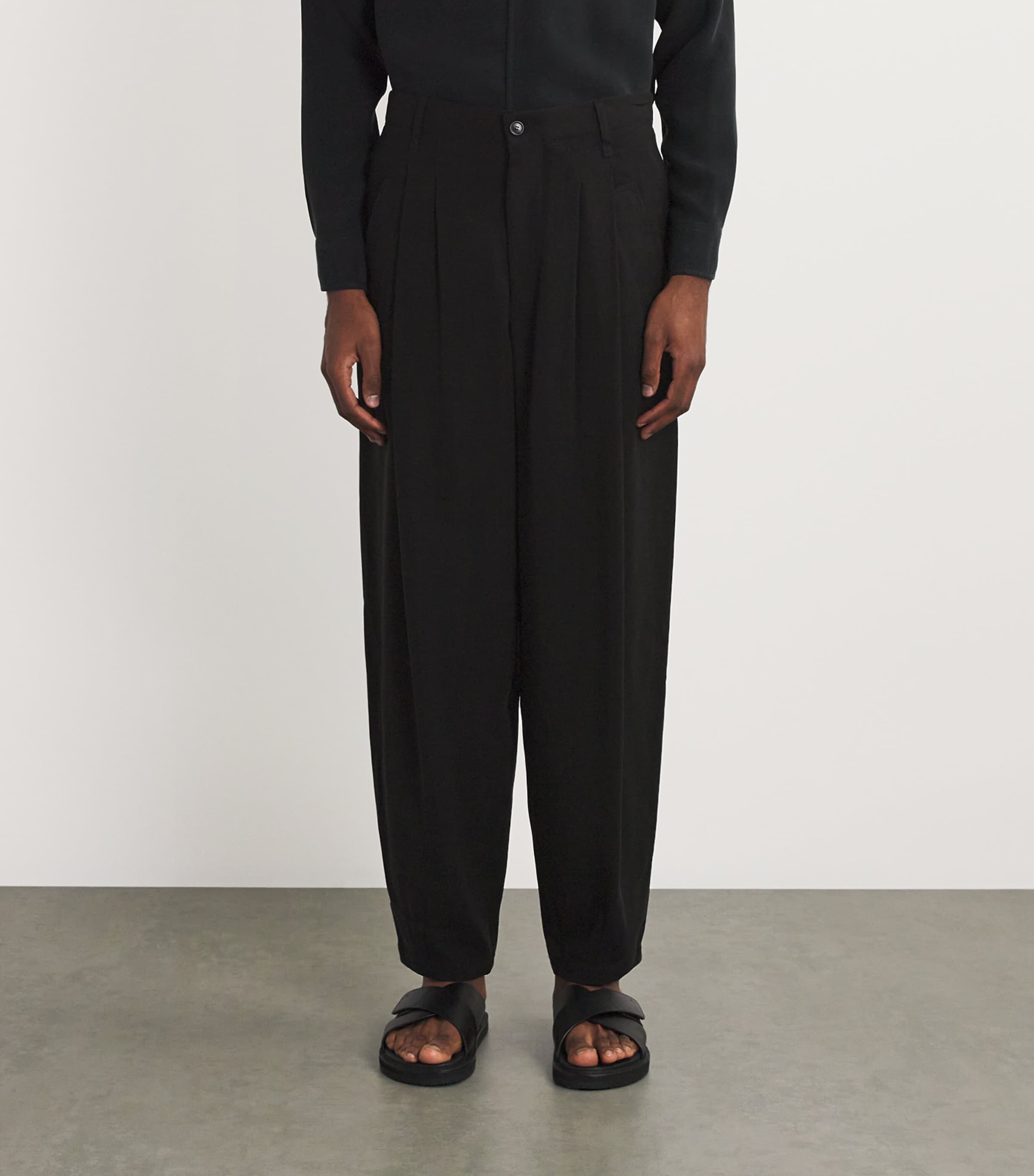 Giorgio Armani Cupro Relaxed Tailored Trousers | Harrods UK