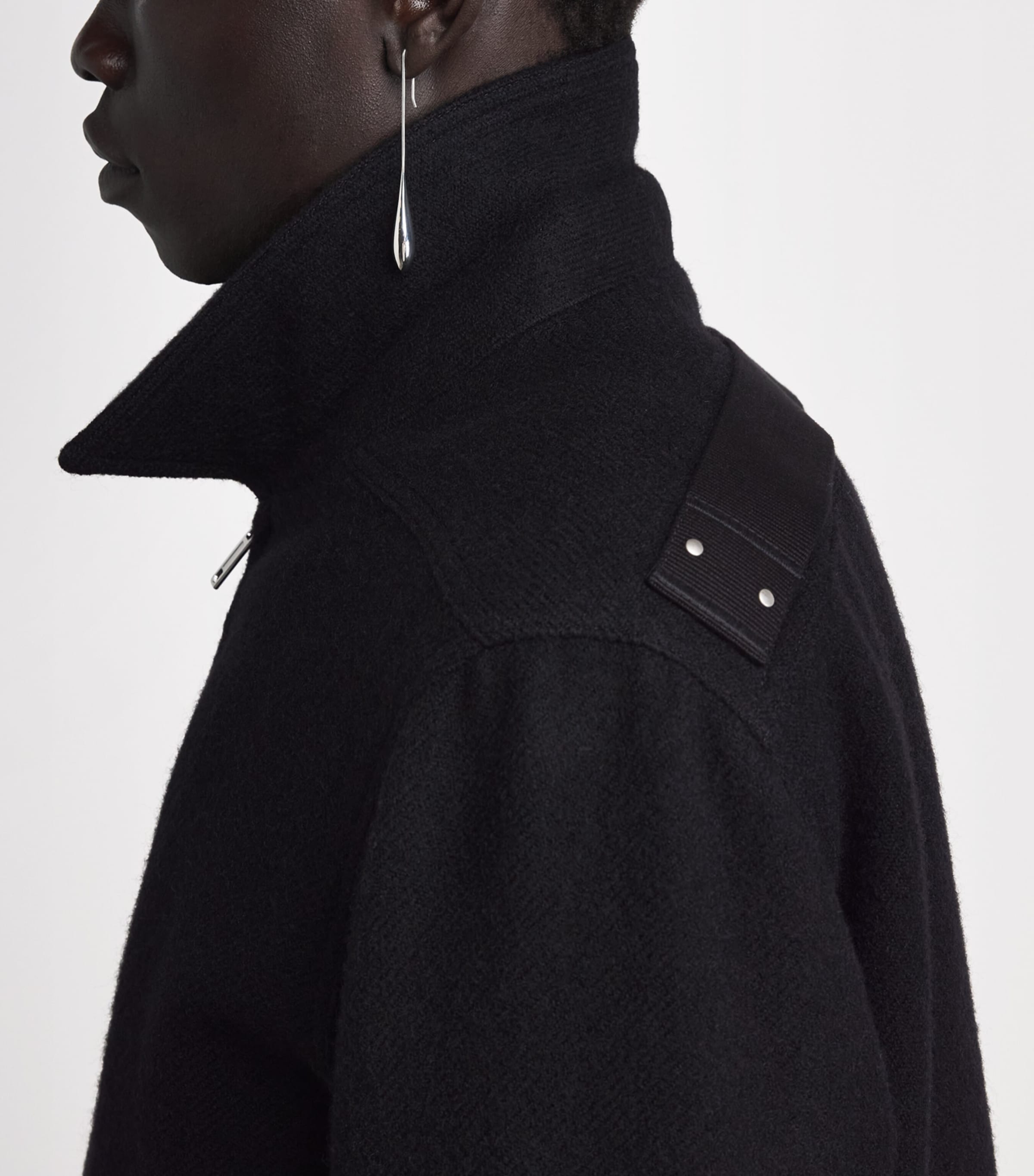 Rick Owens Mens Wool Cropped Brad Jacket Black Image 3