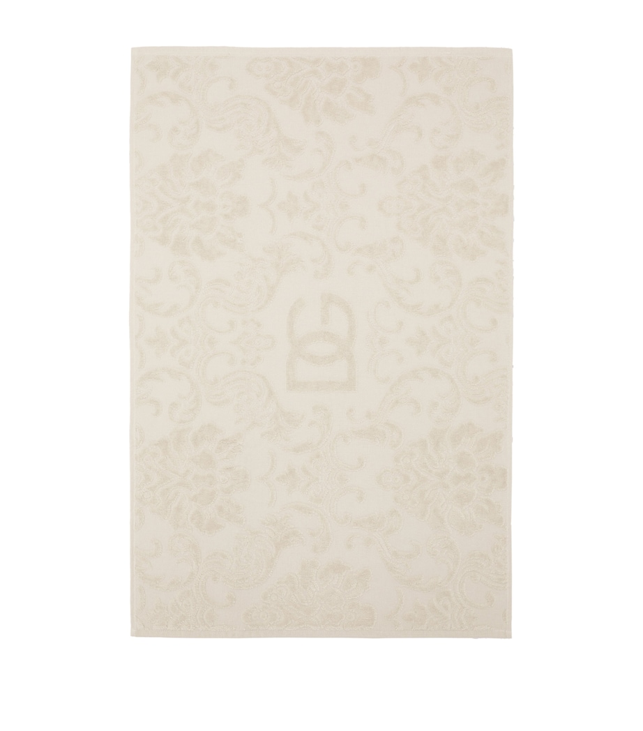 Dolce&Gabbana Casa Cotton Jacquard Bath Mat (87cm x 54cm) Beige Image 1