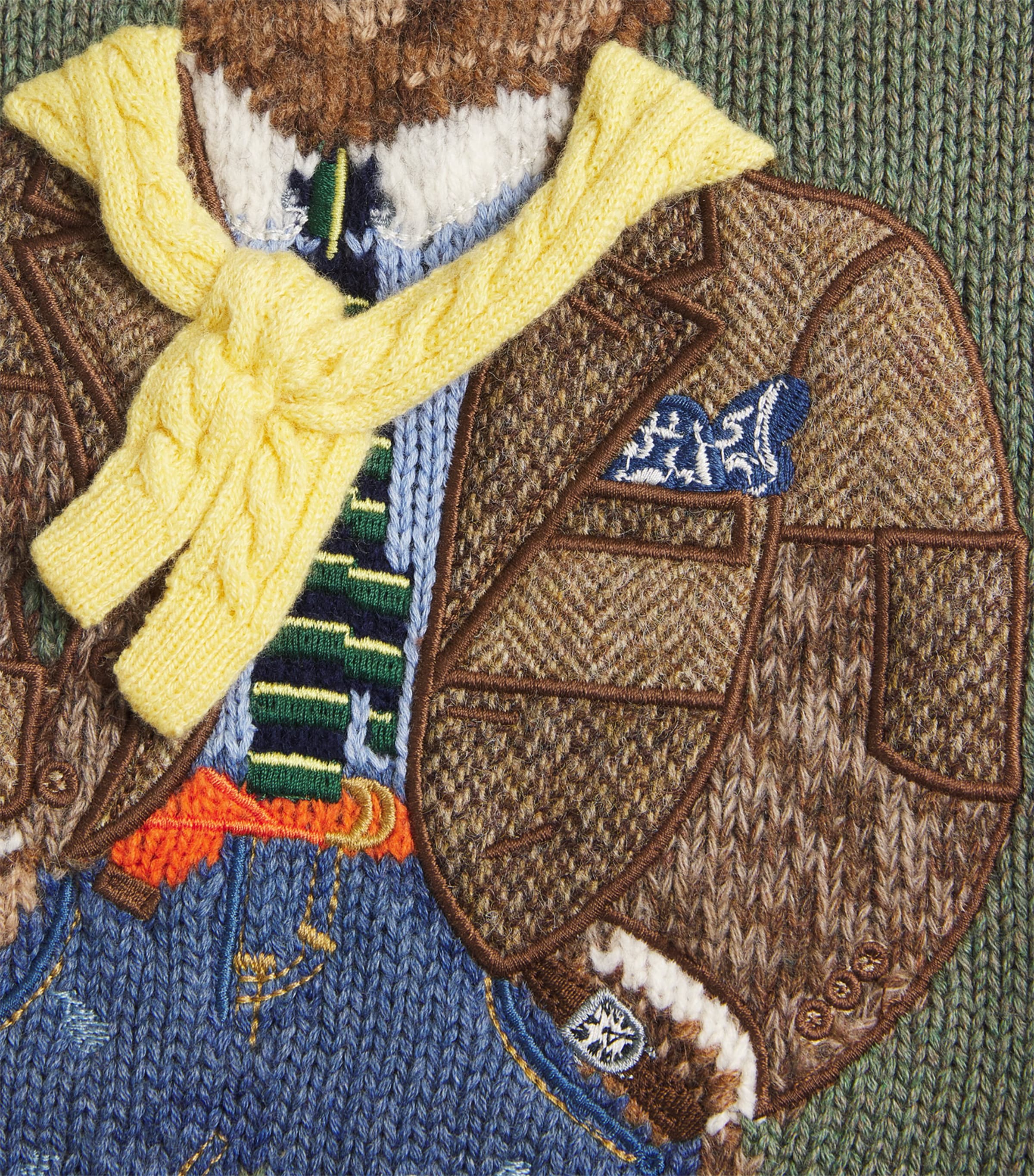 Cotton Embroidered Polo Bear Sweater GREY HEATHER Image 5