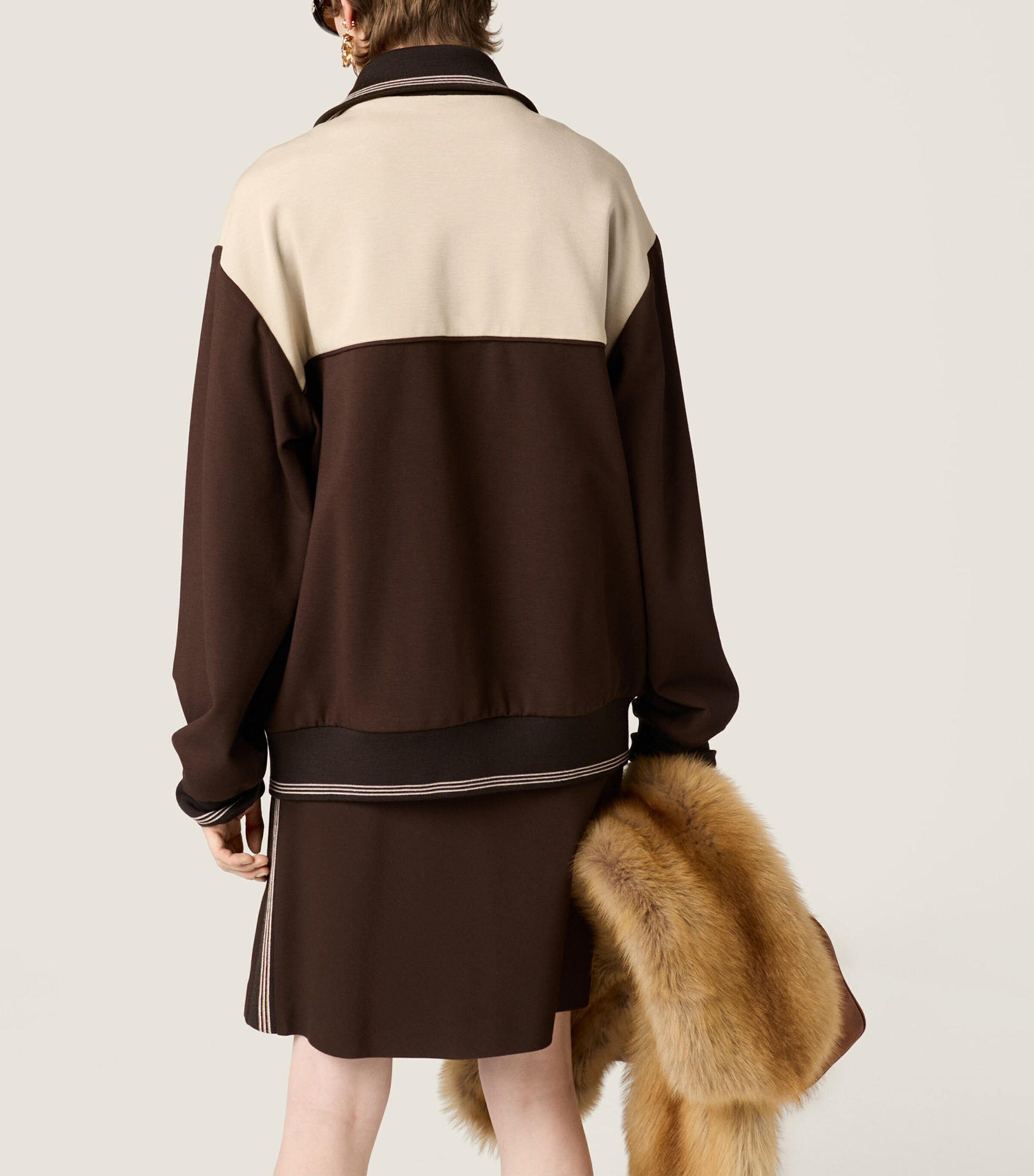 Miu Miu Brown Two-Tone Zip-Up Bomber Jacket | Harrods UK