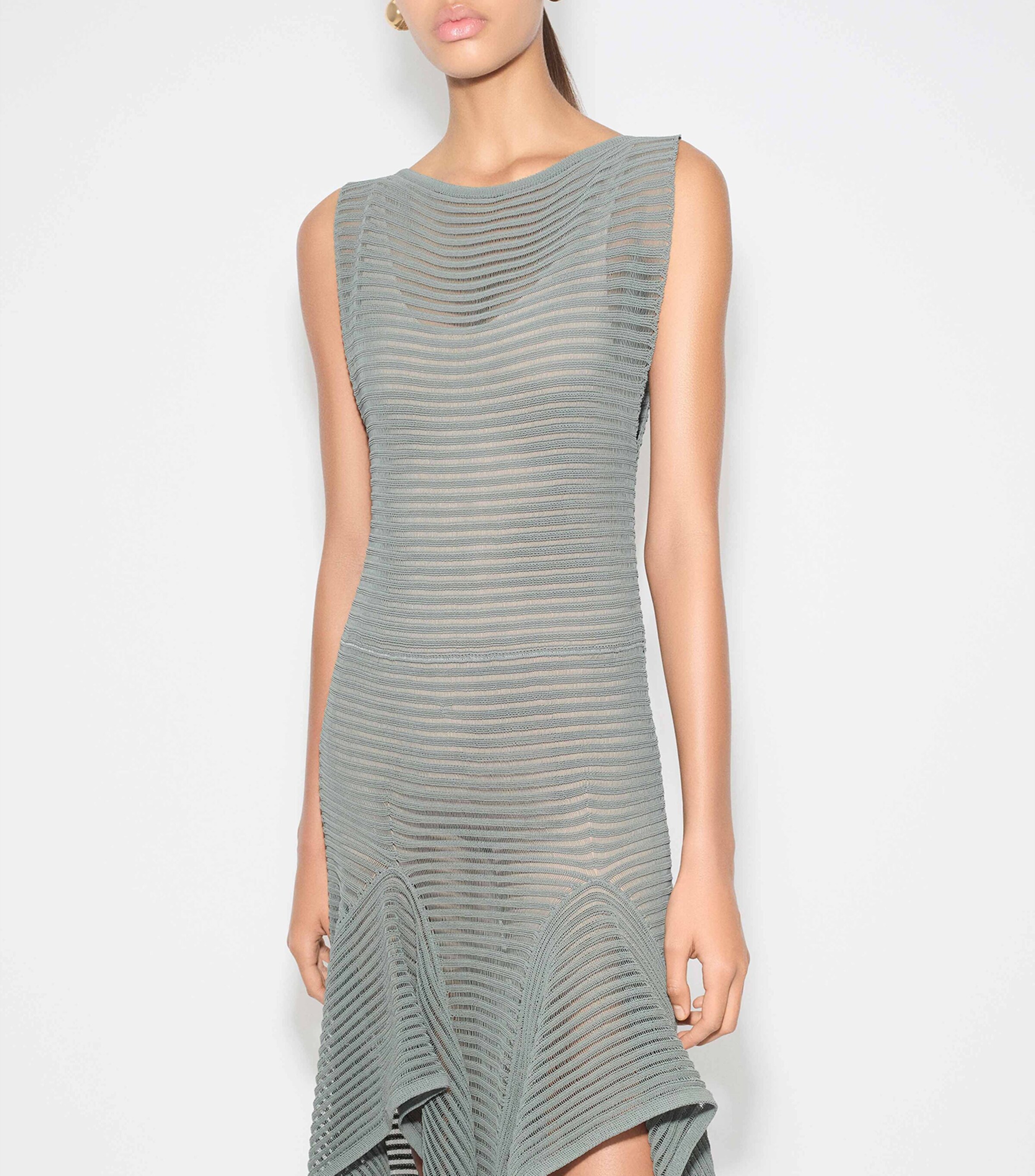 navy blue dress for baby girl Alaïa - Archetypes asymmetric one-shoulder ribbed-knit midi dress main image 0