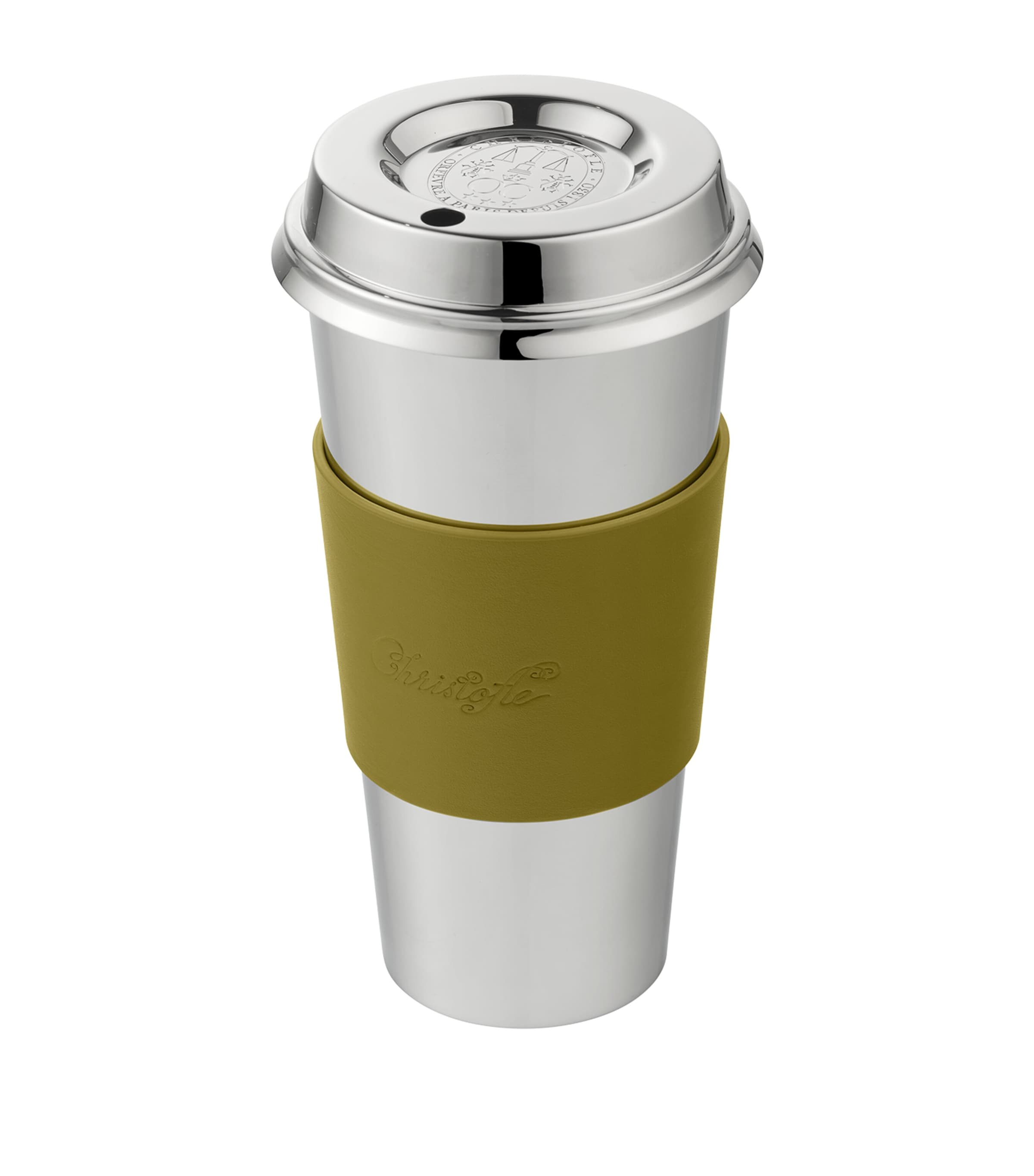 Stainless Steel and Leather Objets Miroir Travel Cup (450ml) SILVER Image 3