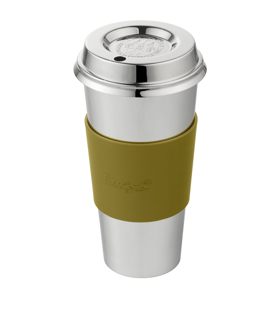 Stainless Steel and Leather Objets Miroir Travel Cup (450ml) SILVER Image 3