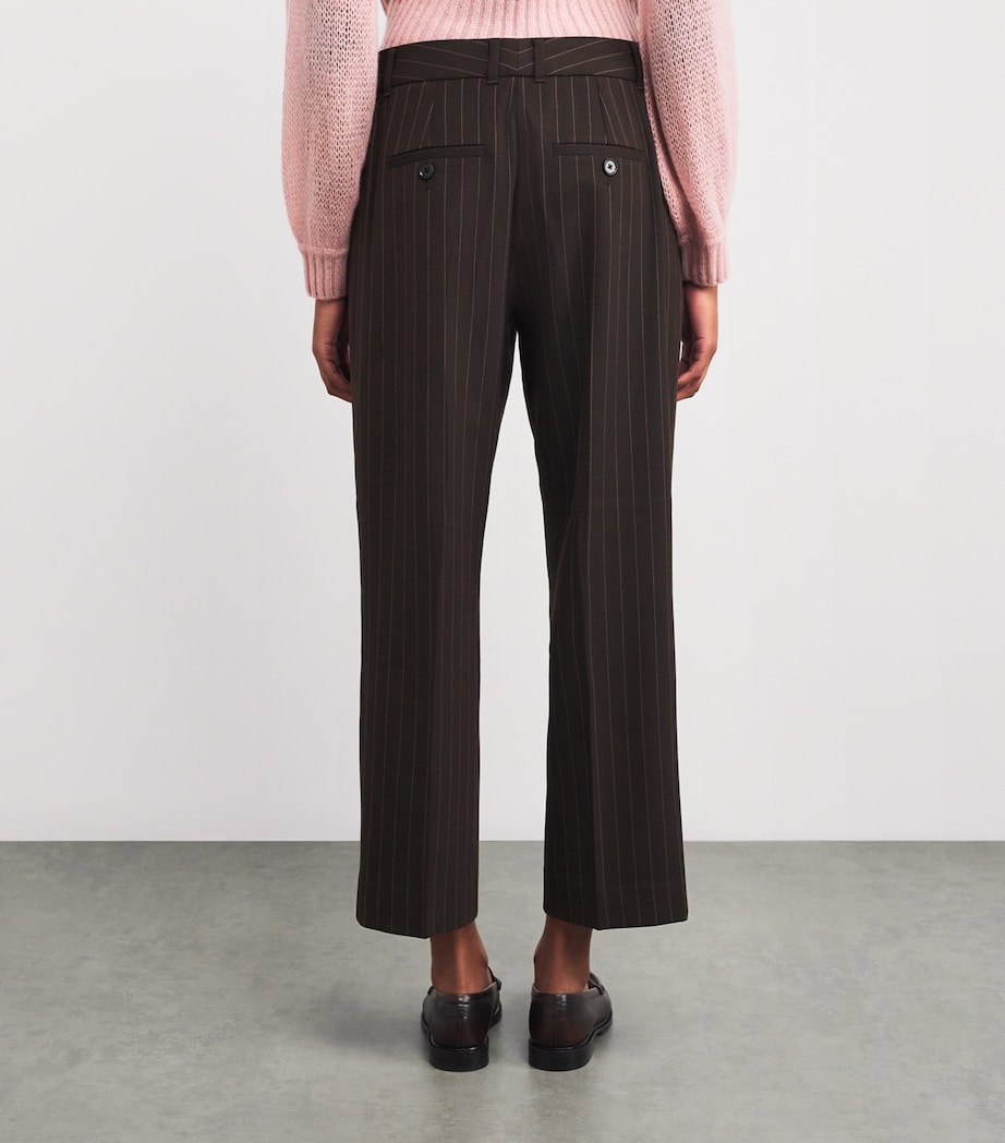 Pinstripe Cropped Slim Trousers CHOCOLATE / CARAMEL Image 4