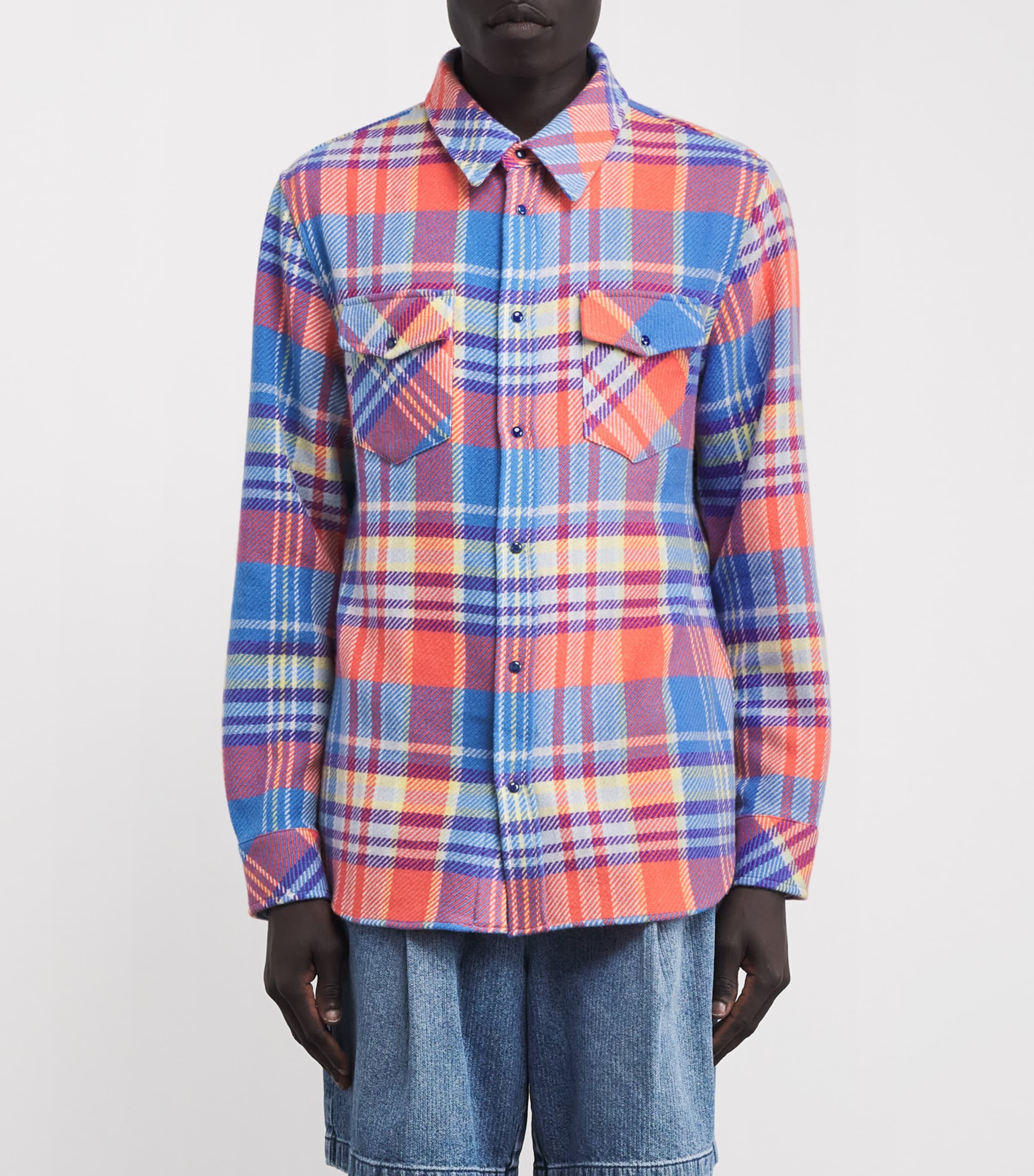 Unisex Cashmere and Lapis Lazuli Tartan Creator Shirt LAPIS LAZULI Image 3