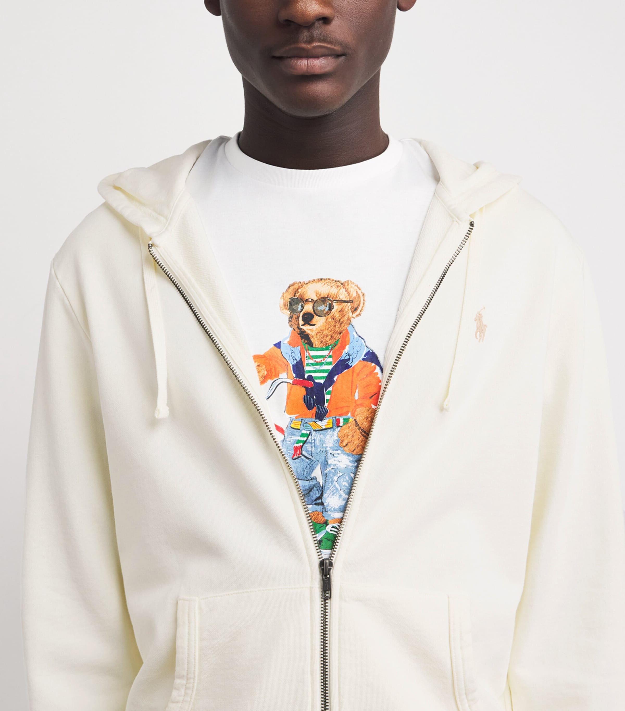 Polo Ralph Lauren Mens Cotton Loopback Fleece Zip-Up Hoodie Clubhouse Cream Image 3
