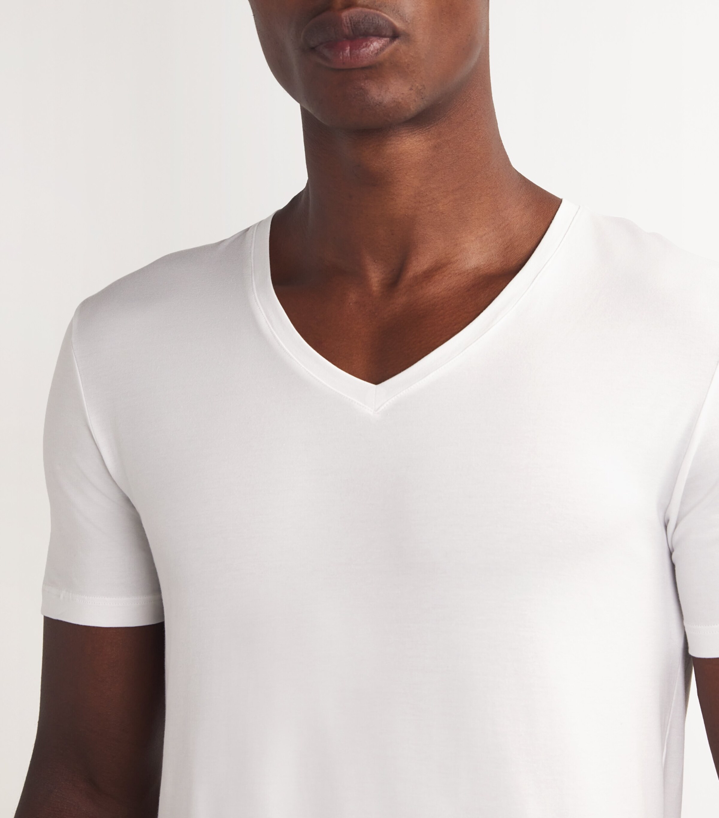 Cotton Superior V-Neck T-Shirt WHITE Image 6
