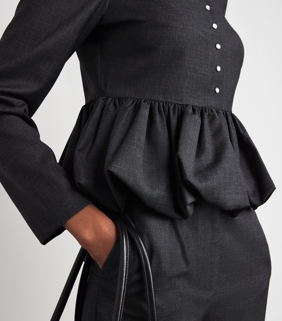 Long-Sleeve Peplum Shirt MOTTLED GREY Image 6