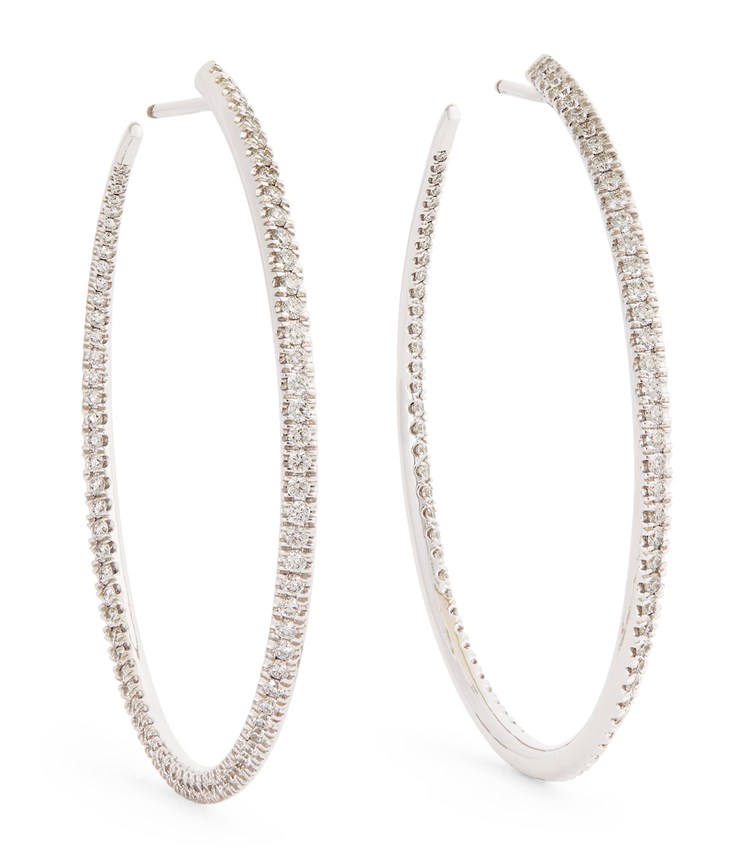 Engelbert White Gold And Diamond Twisted Creoles Earrings