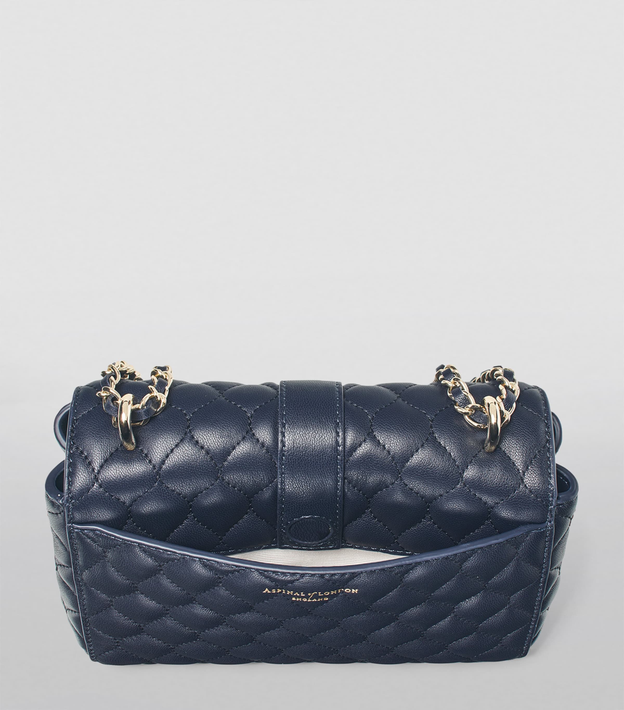 Leather Lottie Shoulder Bag NAVY Image 4